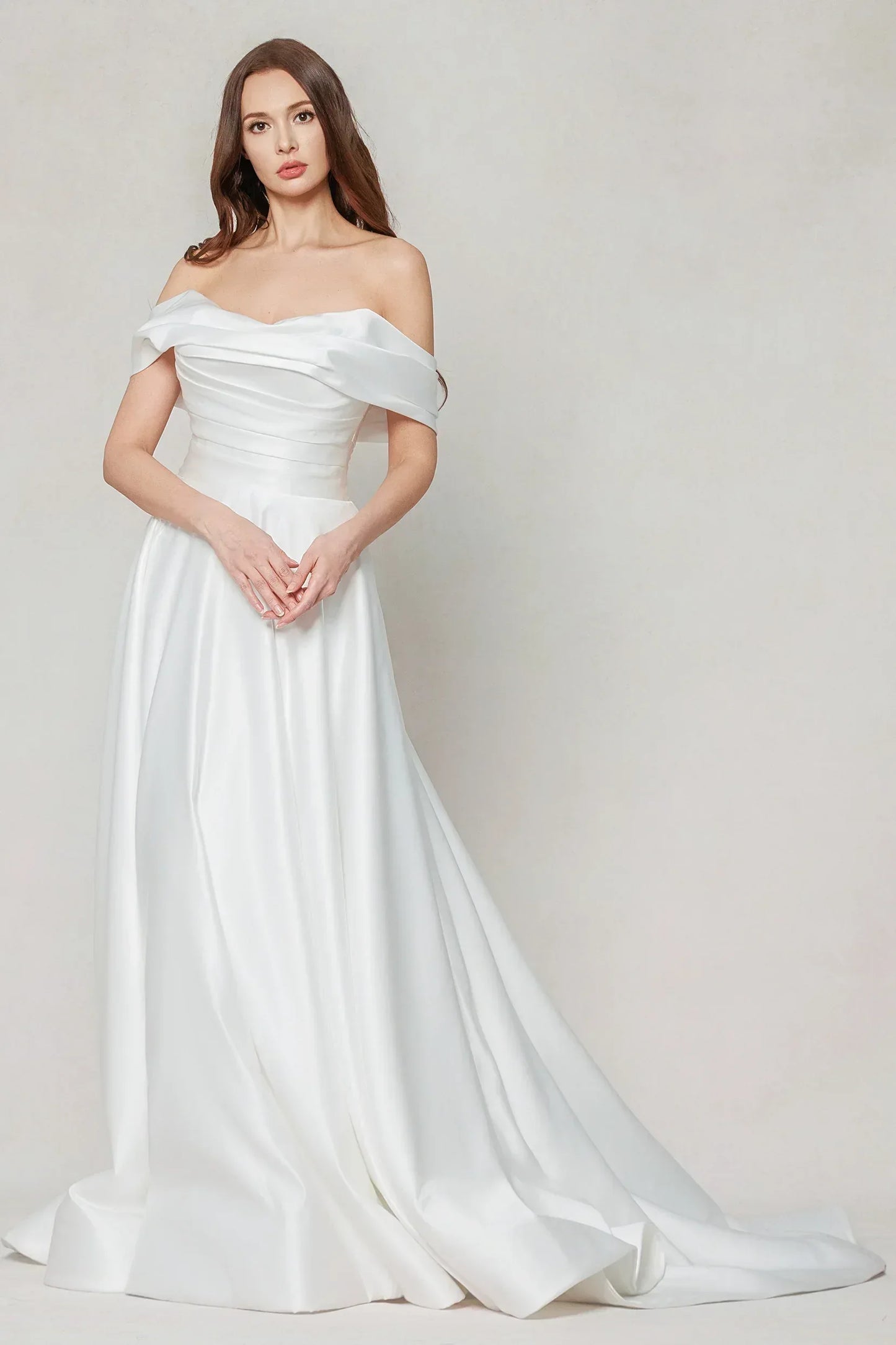 A-Line Court Train Satin Wedding Dress CW3609 - COCOMELODY