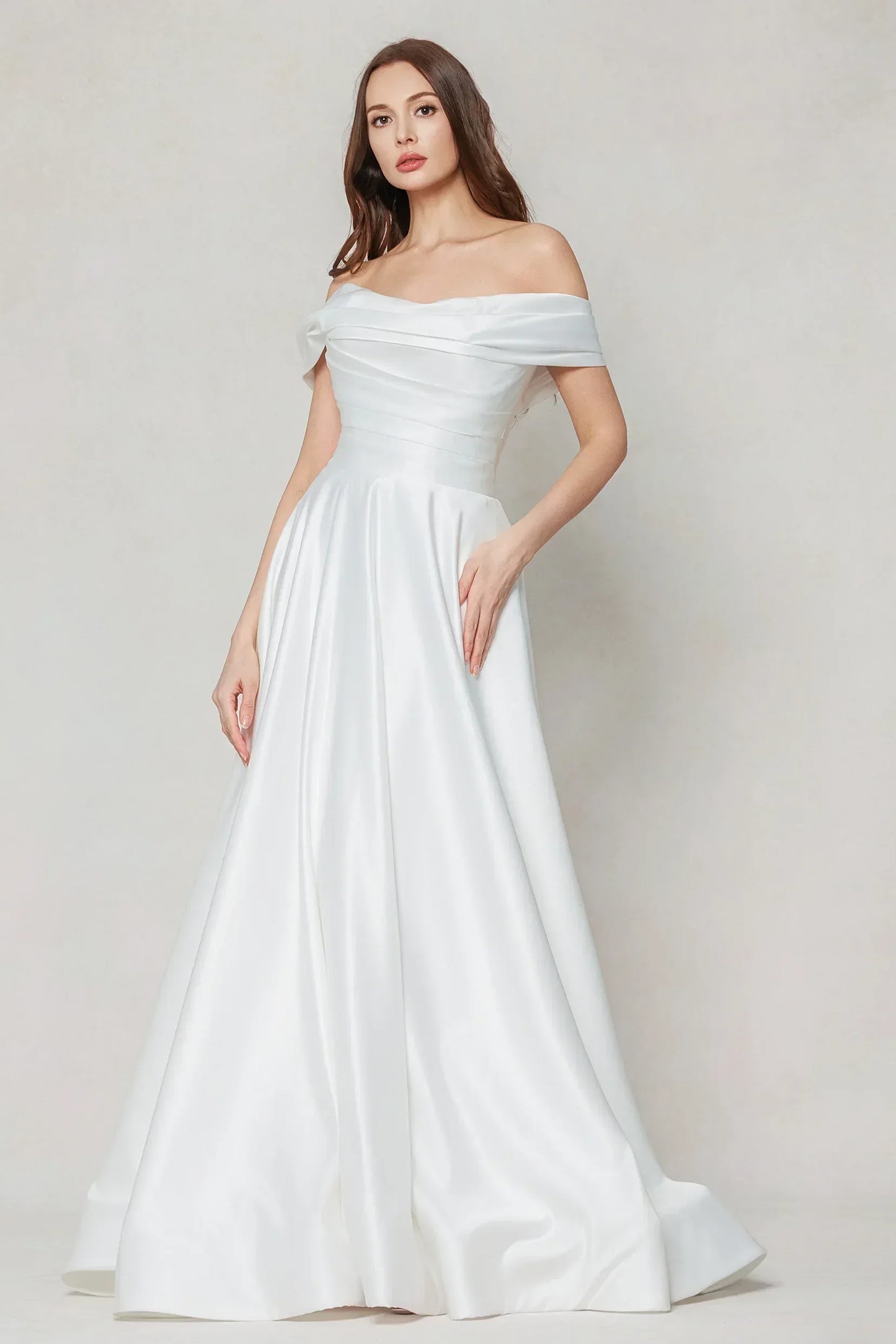 A-Line Court Train Satin Wedding Dress CW3609 - COCOMELODY