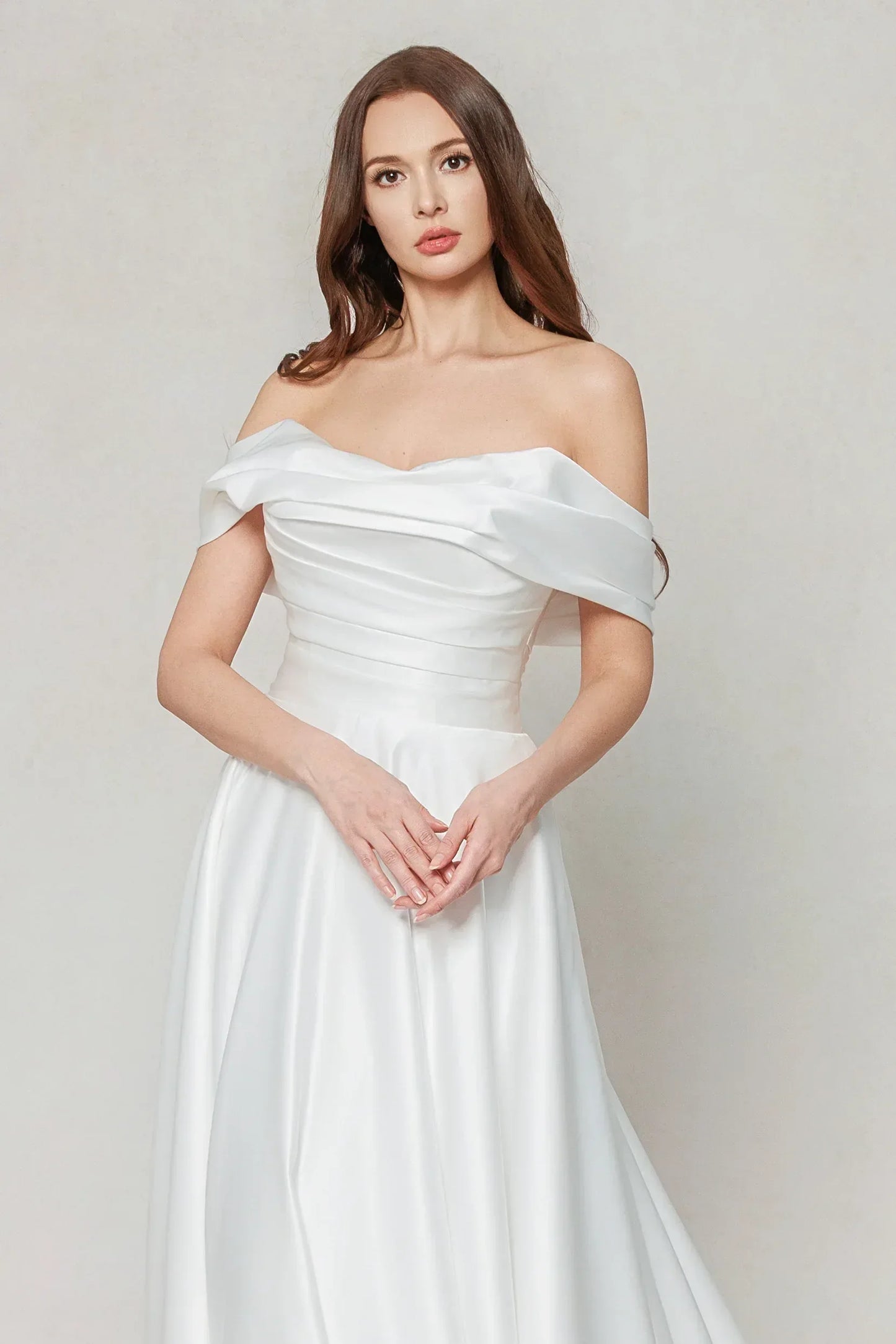 A-Line Court Train Satin Wedding Dress CW3609 - COCOMELODY