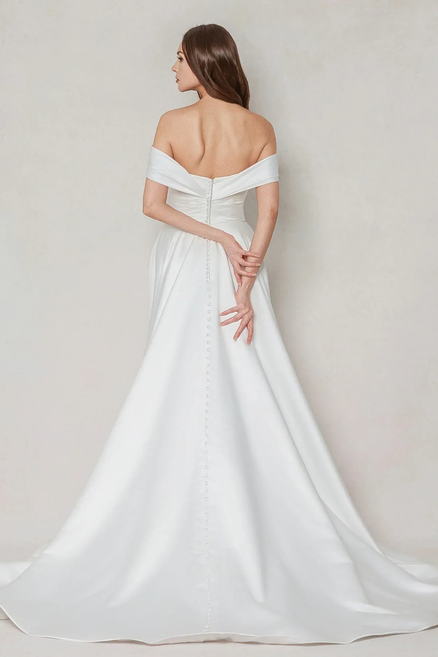 A-Line Court Train Satin Wedding Dress CW3609 - COCOMELODY