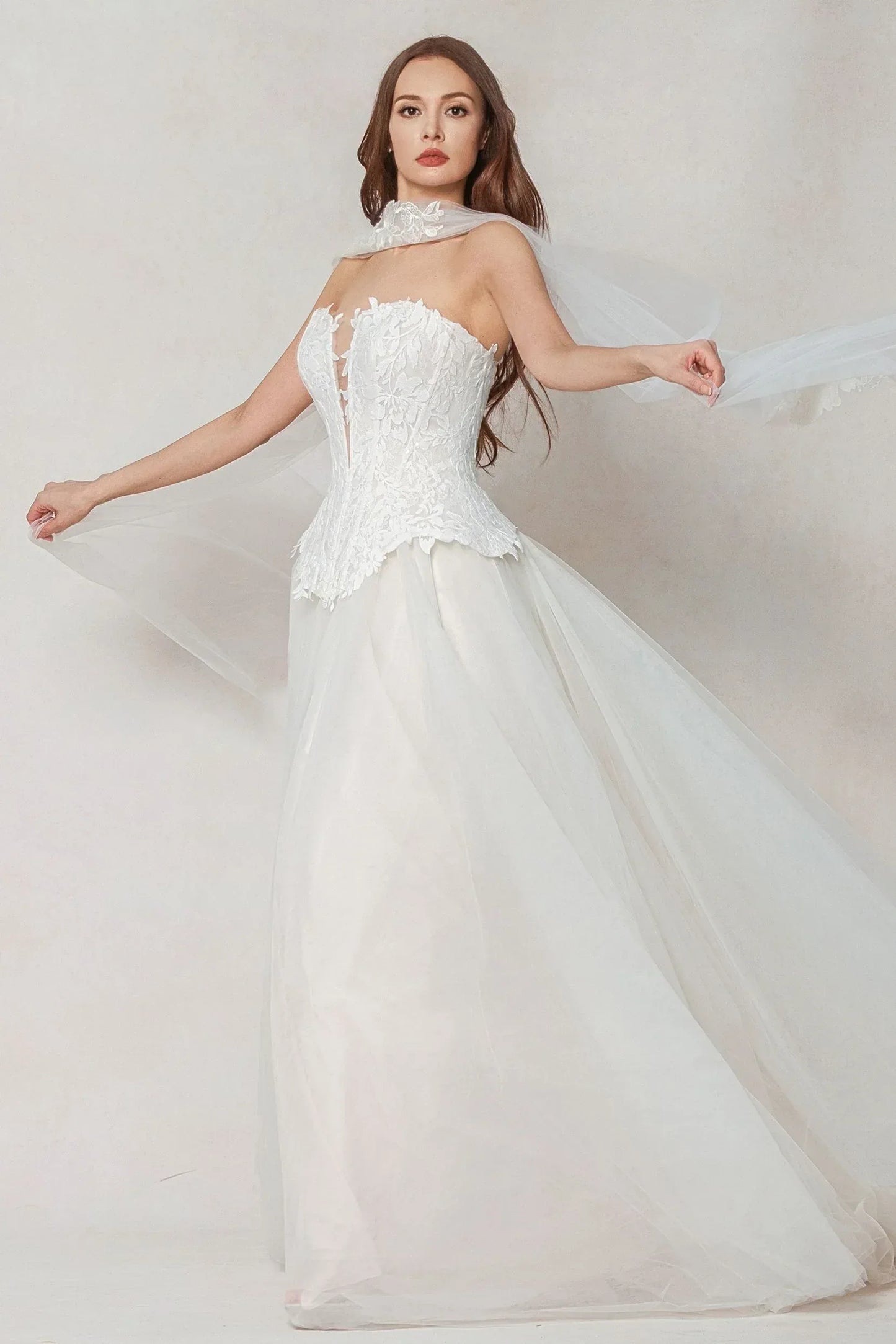 A-Line Court Train Tulle Wedding Dress CW3613 - COCOMELODY