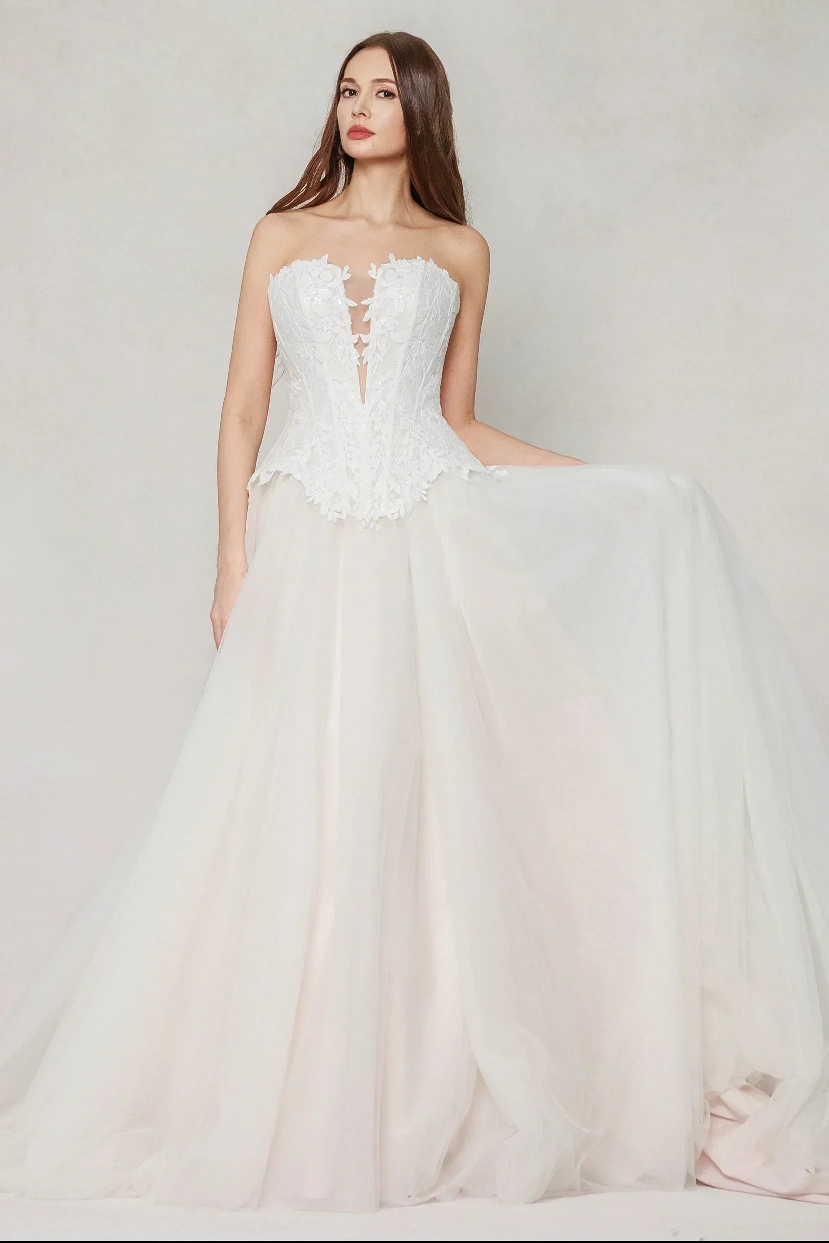A-Line Court Train Tulle Wedding Dress CW3613 - COCOMELODY