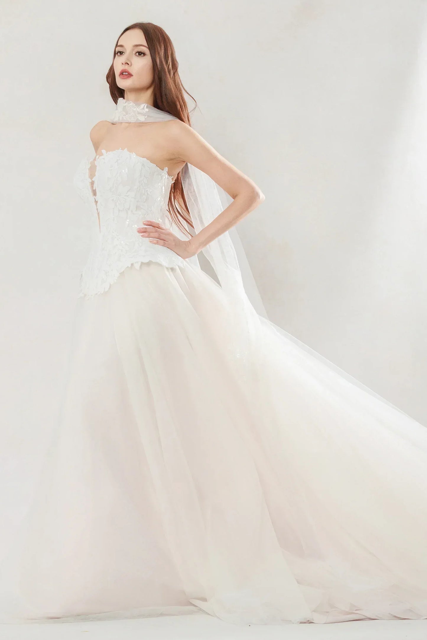 A-Line Court Train Tulle Wedding Dress CW3613 - COCOMELODY