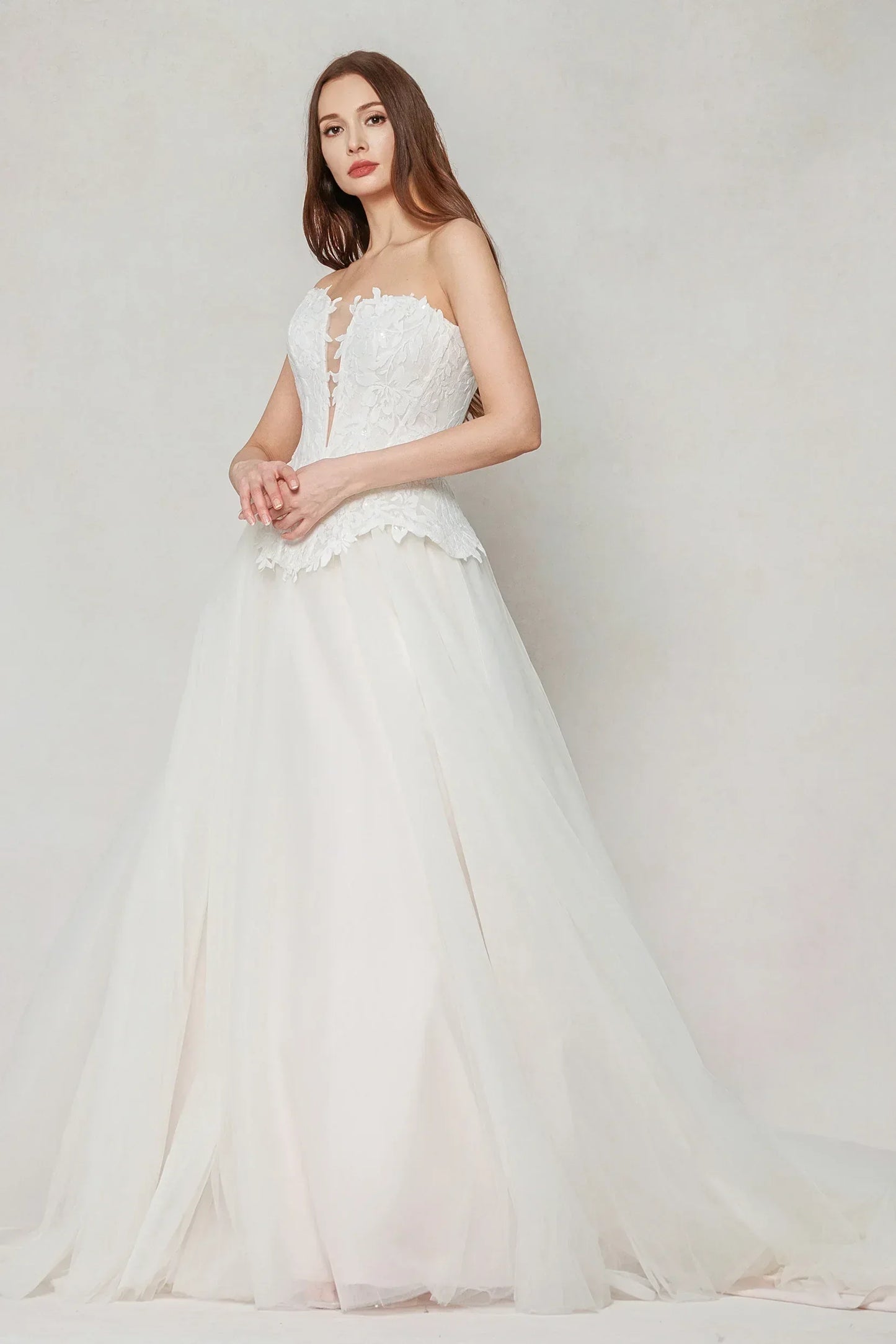 A-Line Court Train Tulle Wedding Dress CW3613 - COCOMELODY