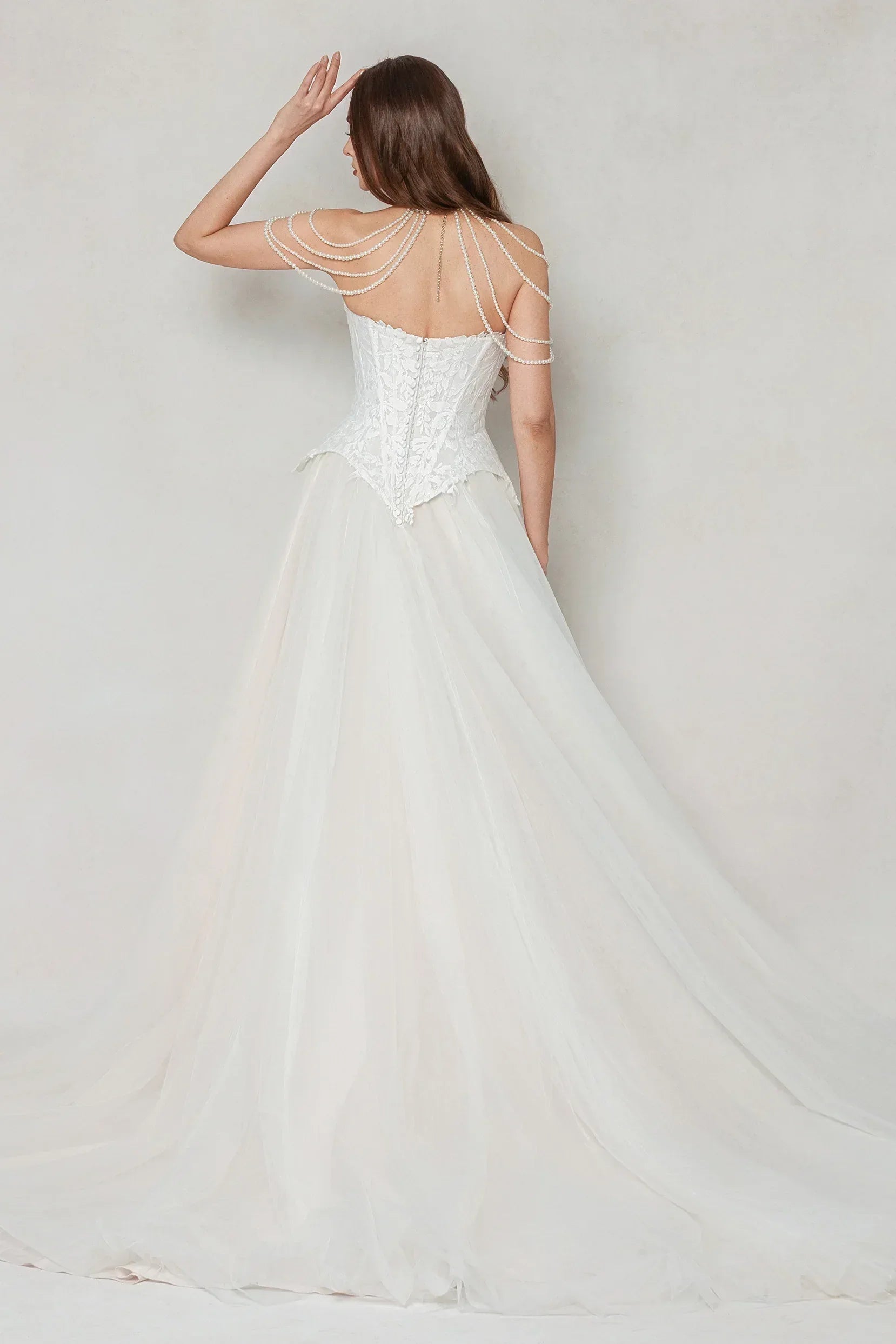 A-Line Court Train Tulle Wedding Dress CW3613 - COCOMELODY
