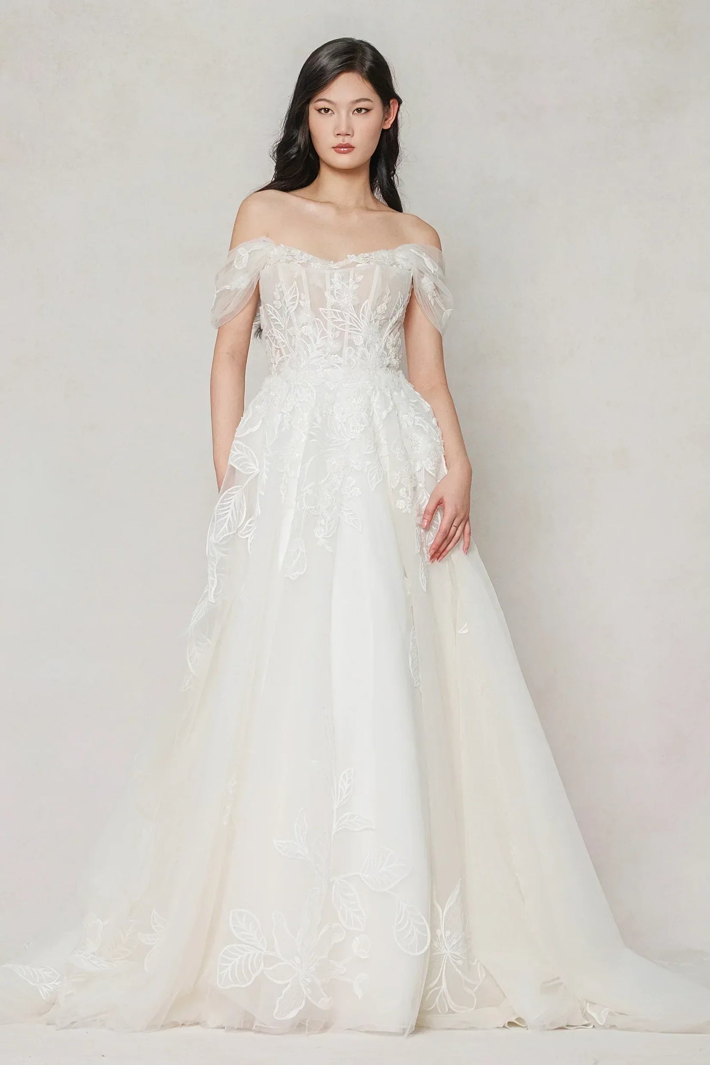 A-Line Court Train Tulle Wedding Dress CW3614 - COCOMELODY