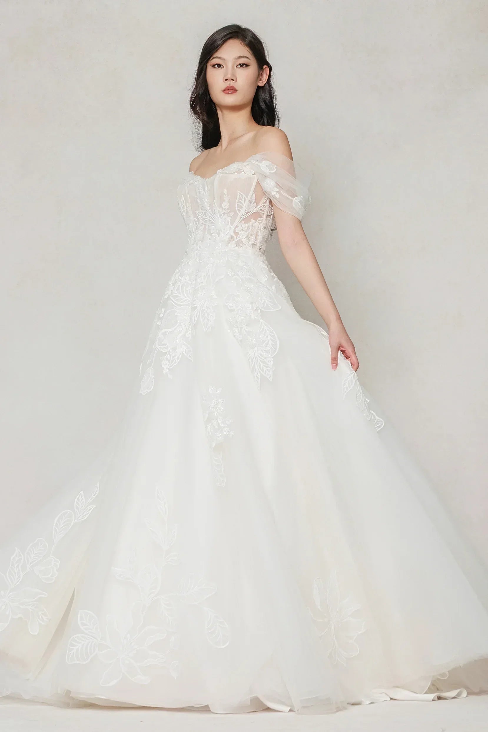 A-Line Court Train Tulle Wedding Dress CW3614 - COCOMELODY