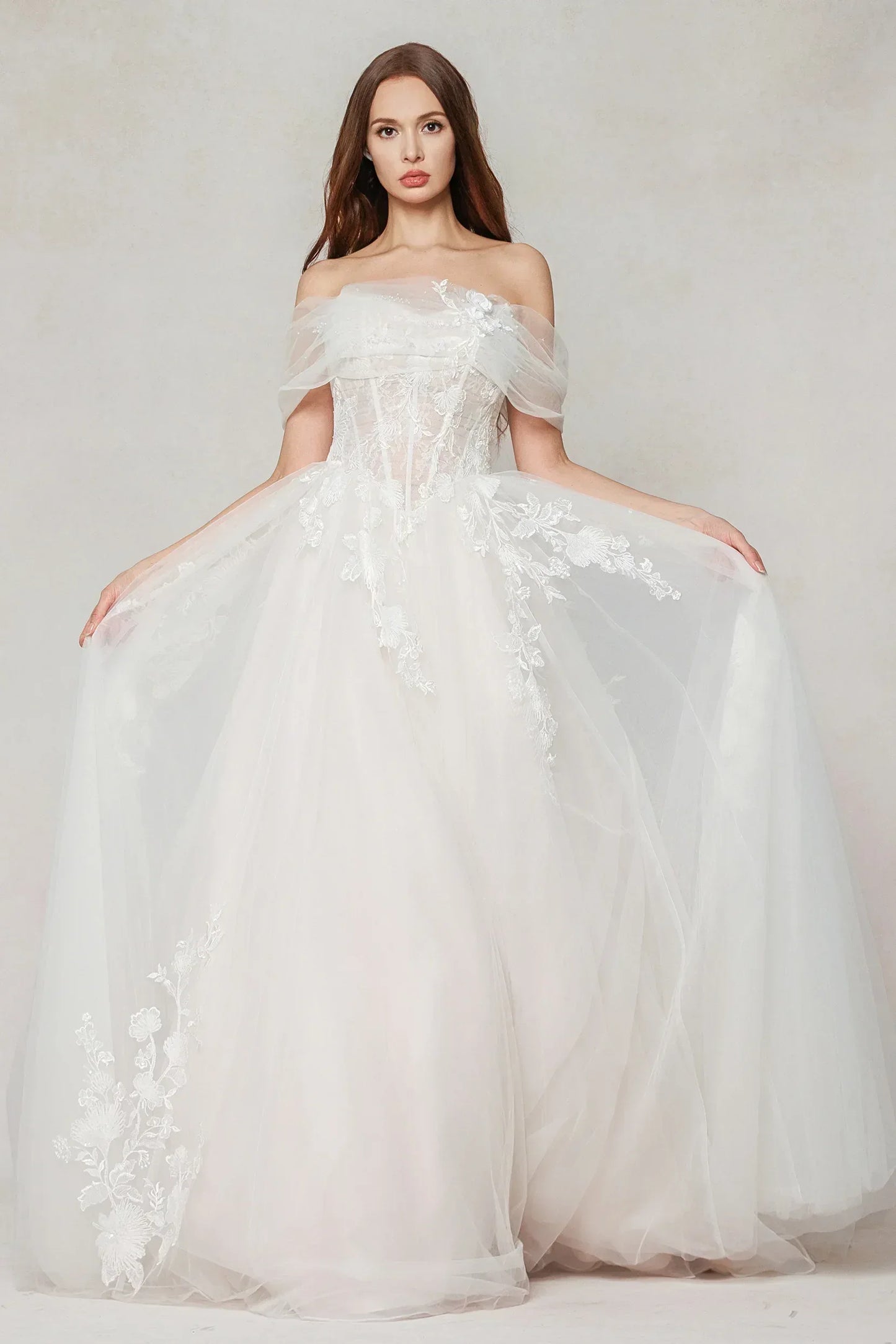 A-Line Court Train Tulle Wedding Dress CW3619 - COCOMELODY