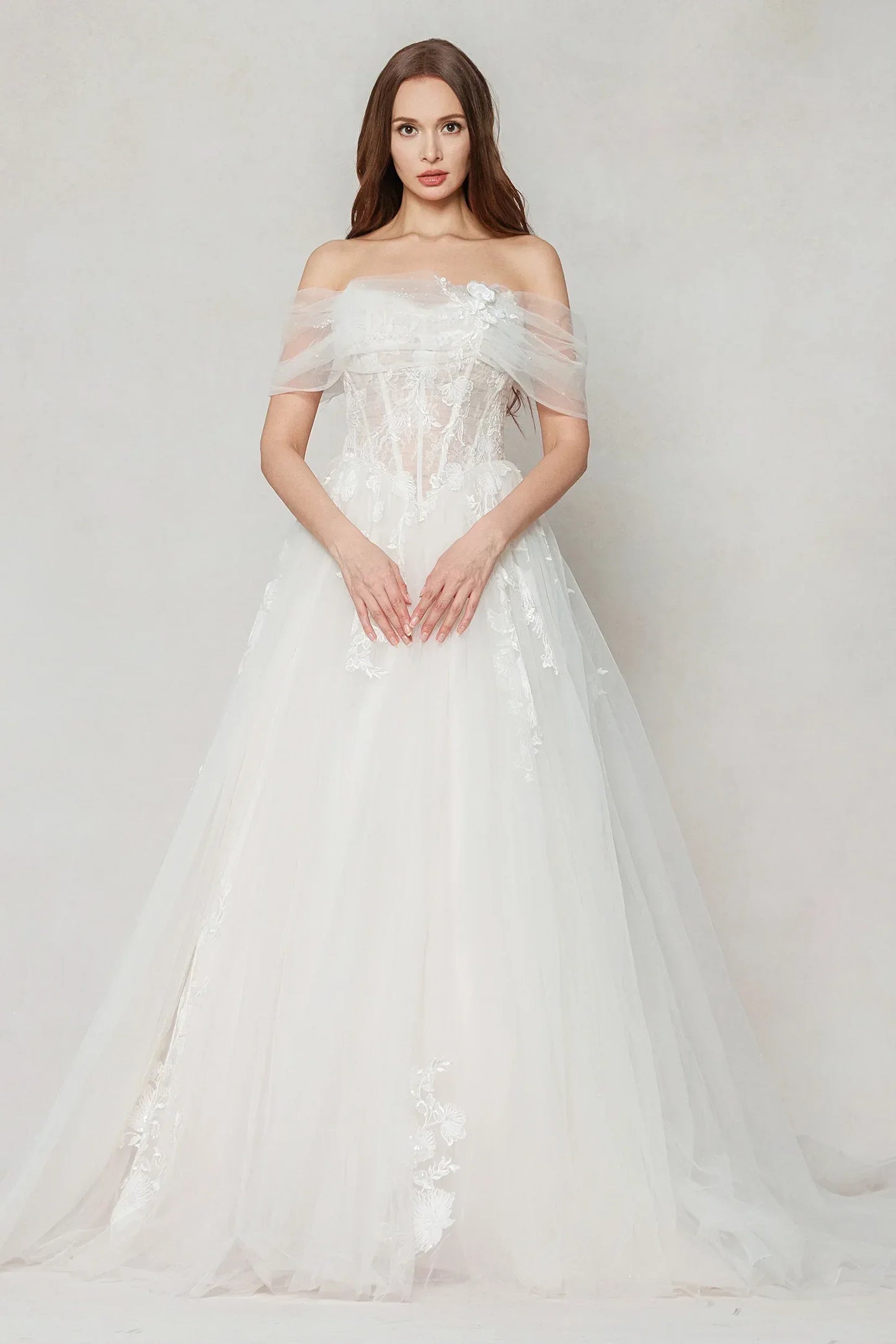 A-Line Court Train Tulle Wedding Dress CW3619 - COCOMELODY