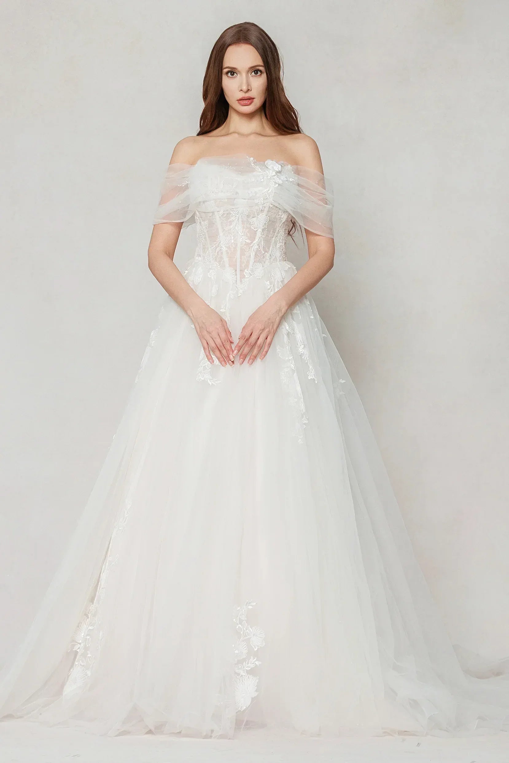 A-Line Court Train Tulle Wedding Dress CW3619 - COCOMELODY