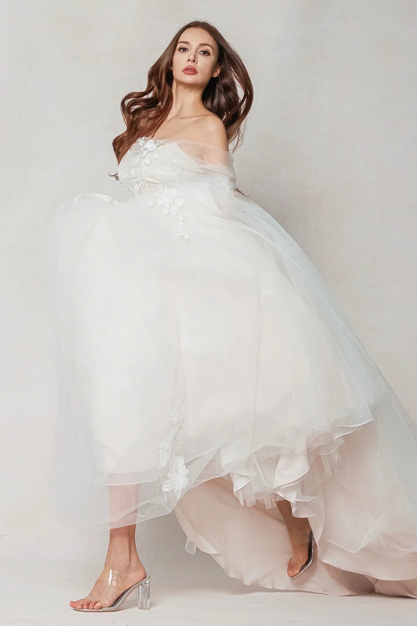 A-Line Court Train Tulle Wedding Dress CW3619 - COCOMELODY