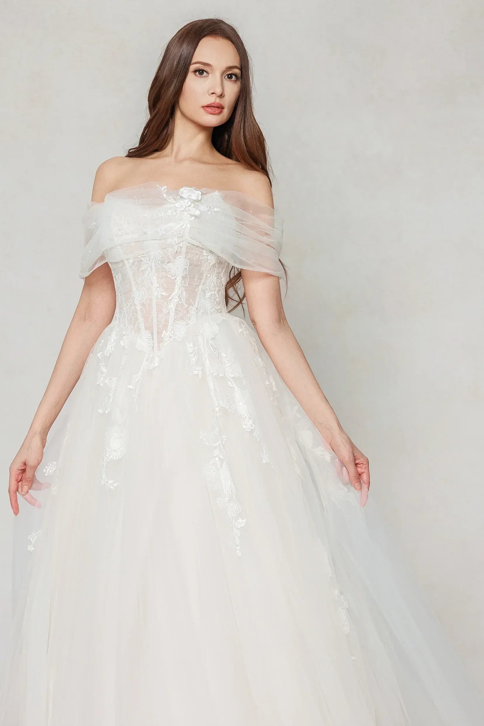 A-Line Court Train Tulle Wedding Dress CW3619 - COCOMELODY