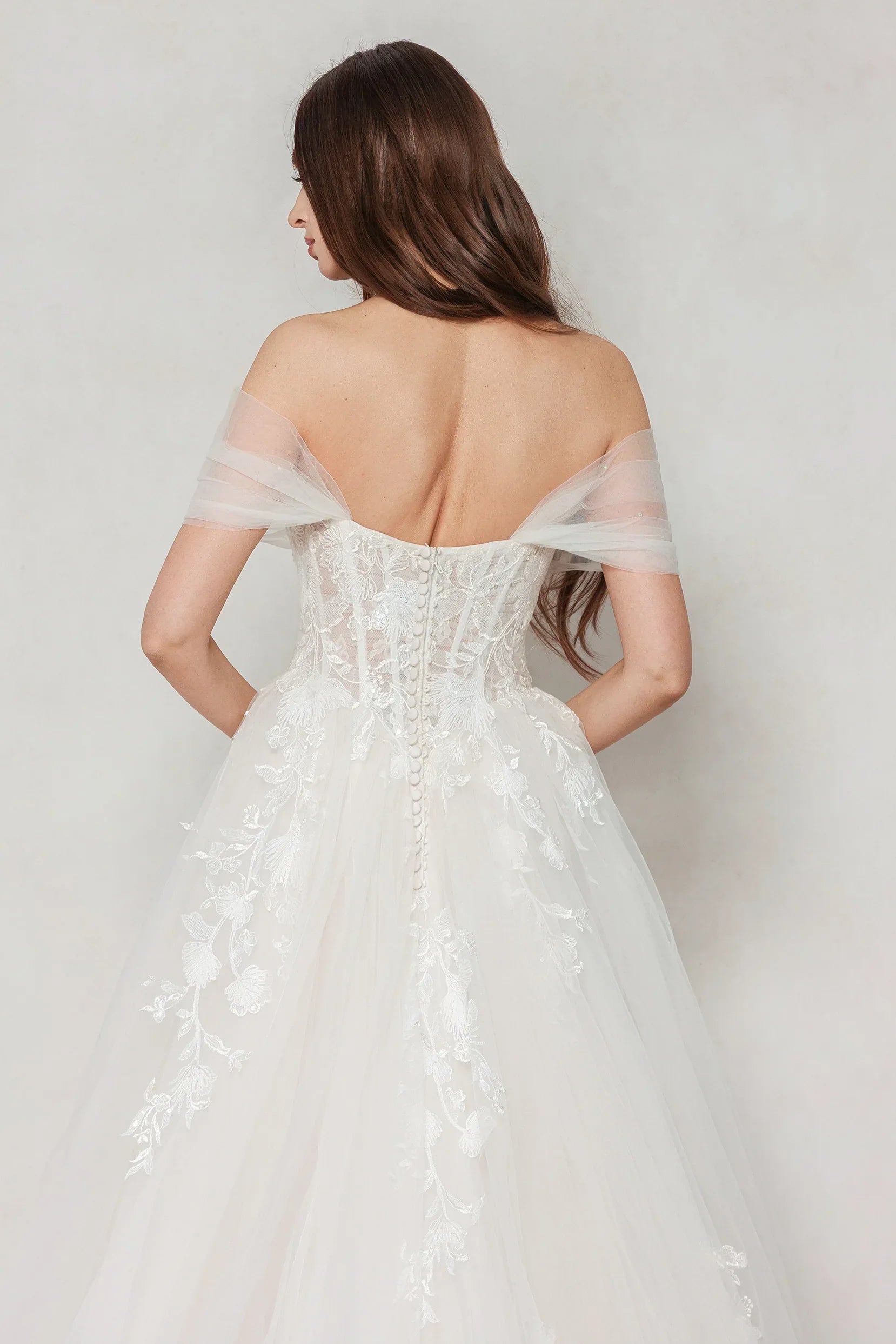 A-Line Court Train Tulle Wedding Dress CW3619 - COCOMELODY