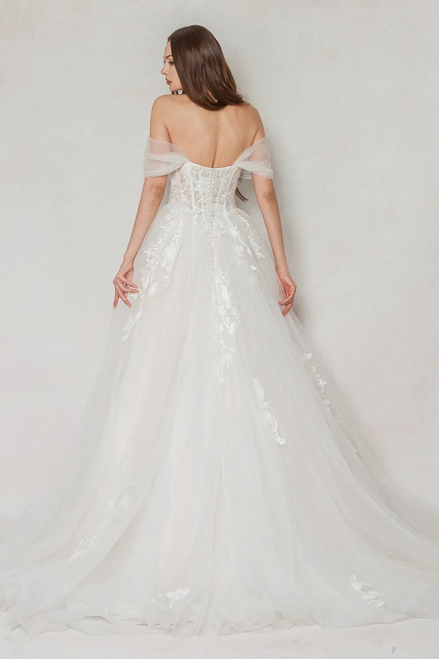 A-Line Court Train Tulle Wedding Dress CW3619 - COCOMELODY
