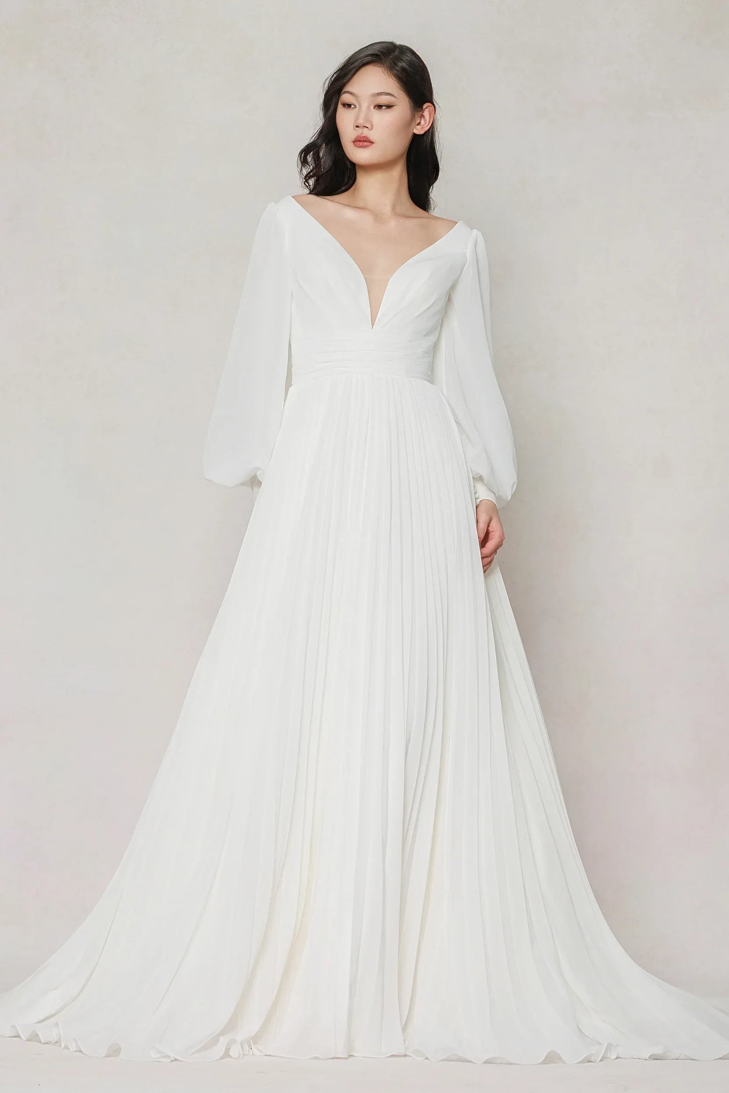 A-Line Court Train Chiffon Wedding Dress CW3626 - COCOMELODY