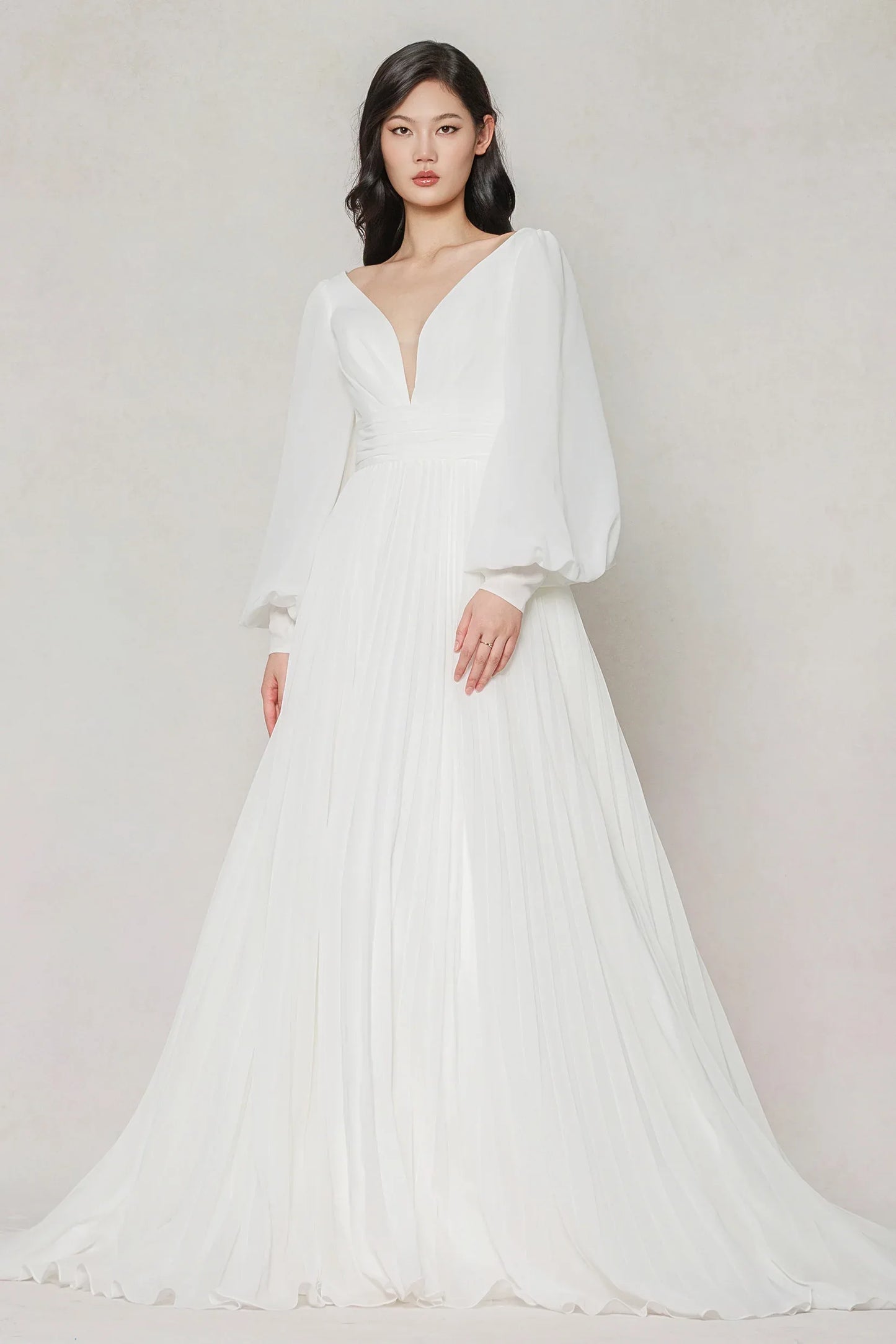 A-Line Court Train Chiffon Wedding Dress CW3626 - COCOMELODY