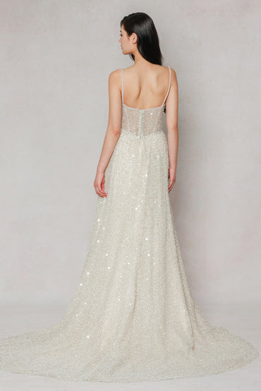 A-Line Court Train Lace Wedding Dress CW3635