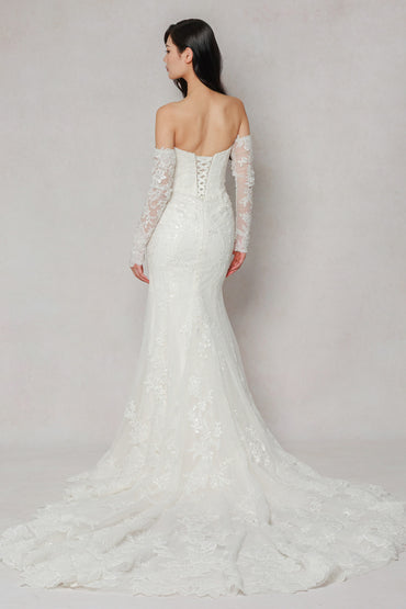 Trumpet-Mermaid Chapel Train Tulle Wedding Dress CW3641