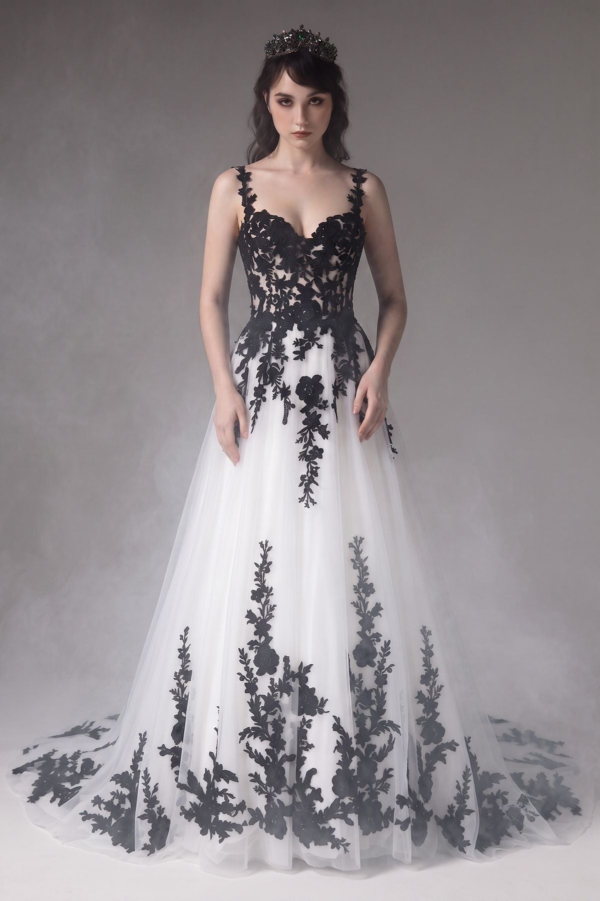A-Line Court Train Tulle Wedding Dress CW3652