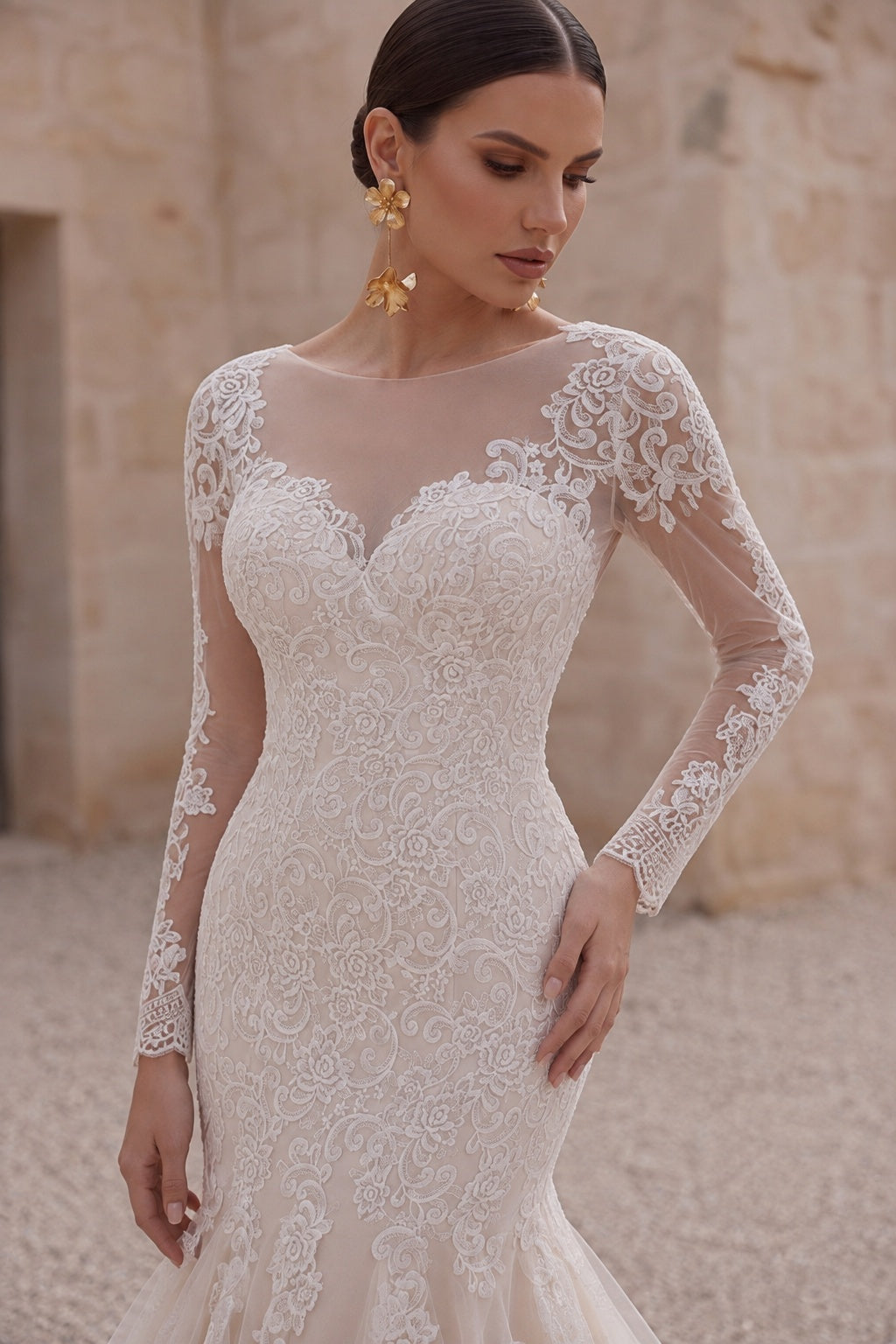 Trumpet-Mermaid Court Train Lace Wedding Dress CWXT14051 - 45 Days / As Picture:Ivory/Champagne / US0-UK2-EUR30 - COCOMELODY