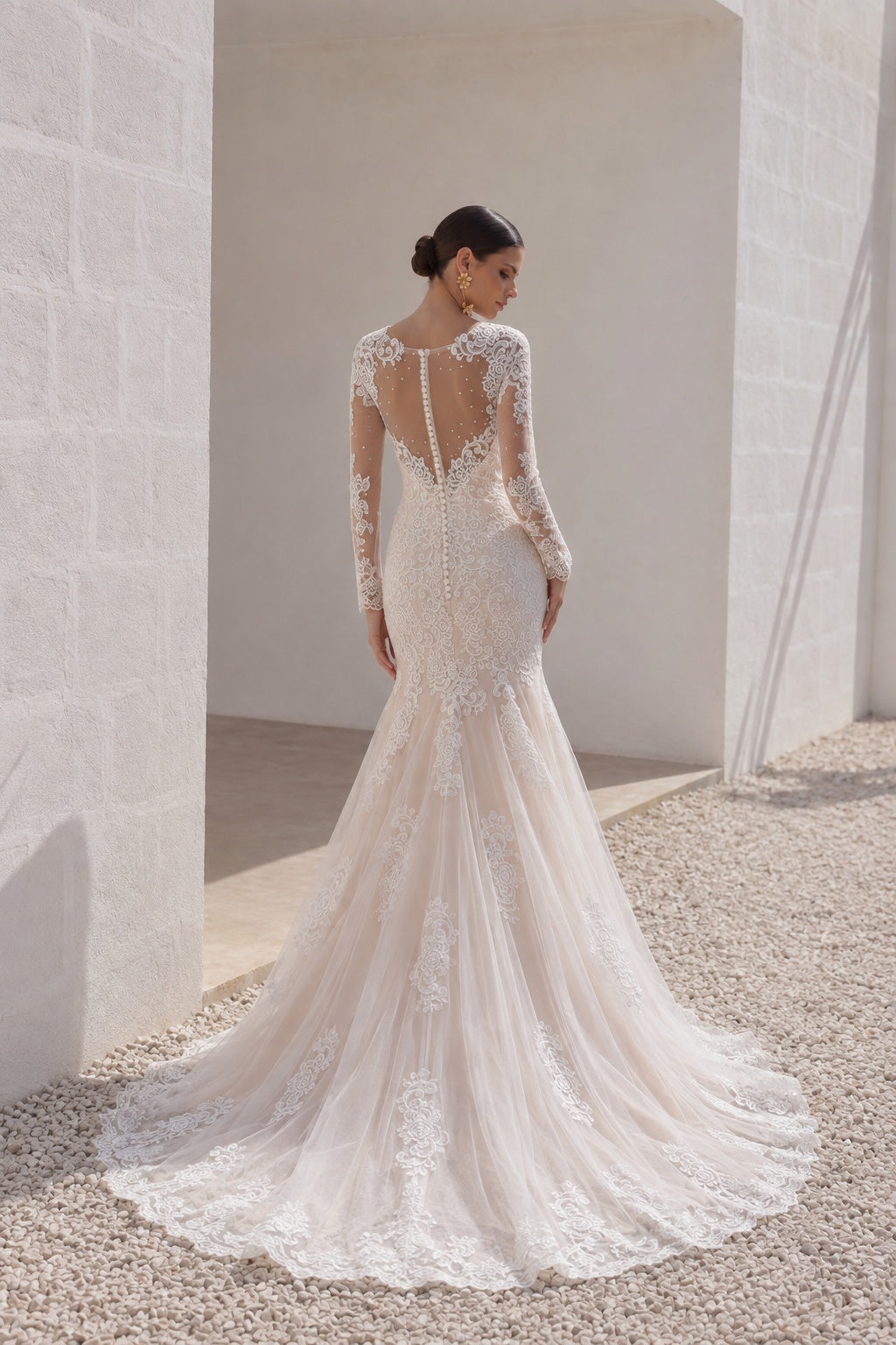 Trumpet-Mermaid Court Train Lace Wedding Dress CWXT14051 - 45 Days / As Picture:Ivory/Champagne / US0-UK2-EUR30 - COCOMELODY