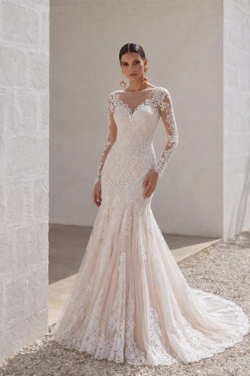 Trumpet-Mermaid Court Train Lace Wedding Dress CWXT14051 - 45 Days / As Picture:Ivory/Champagne / US0-UK2-EUR30 - COCOMELODY