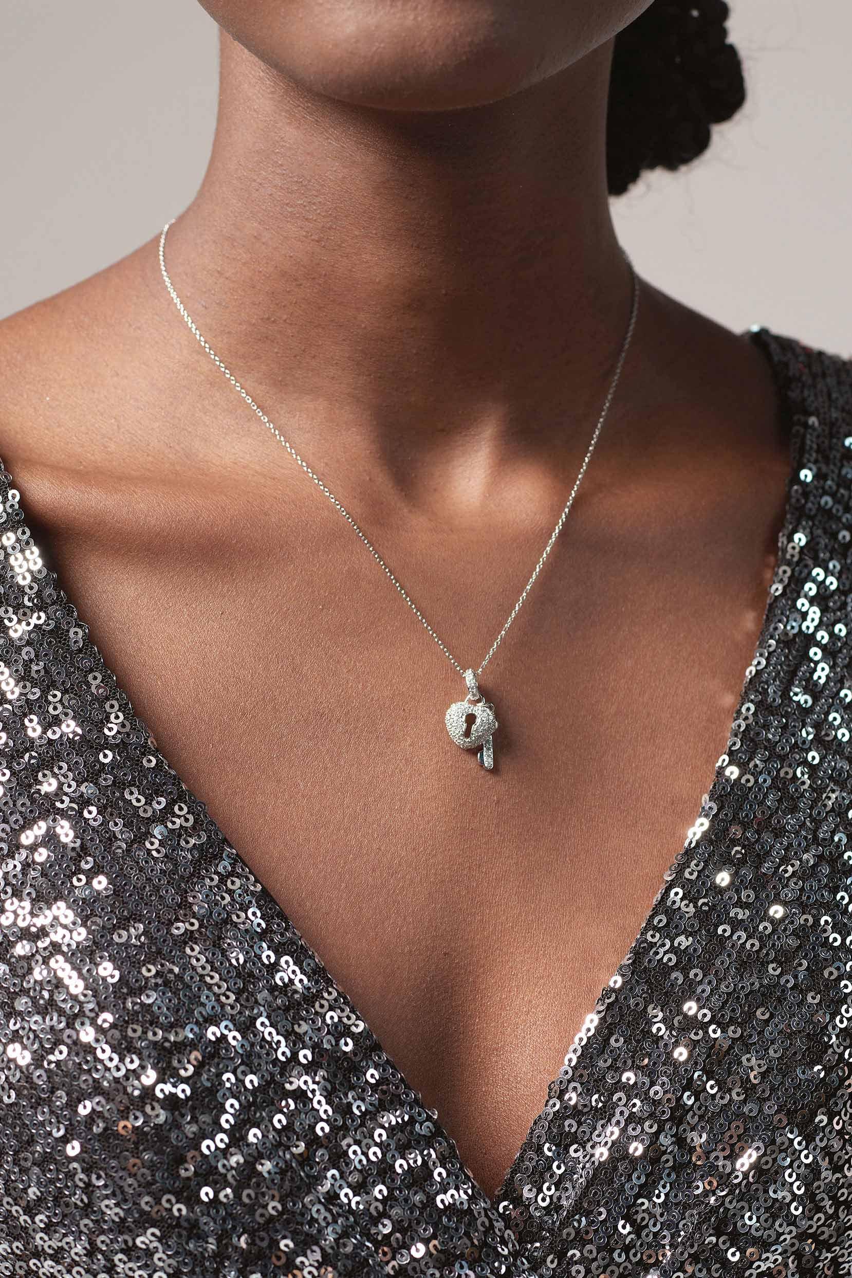 Rhodium plated Necklace Pendant CX0018 - COCOMELODY