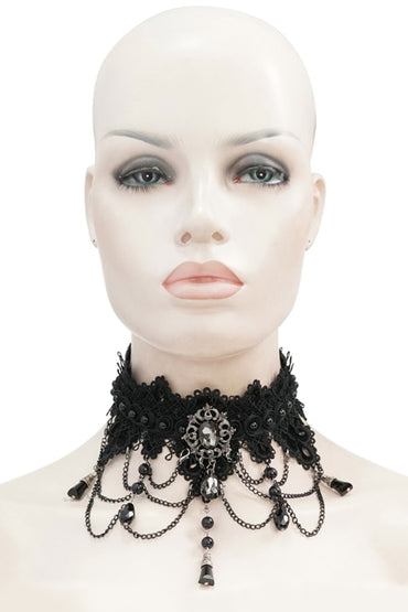 Lace and Alloy Necklaces with Crystals CX0058