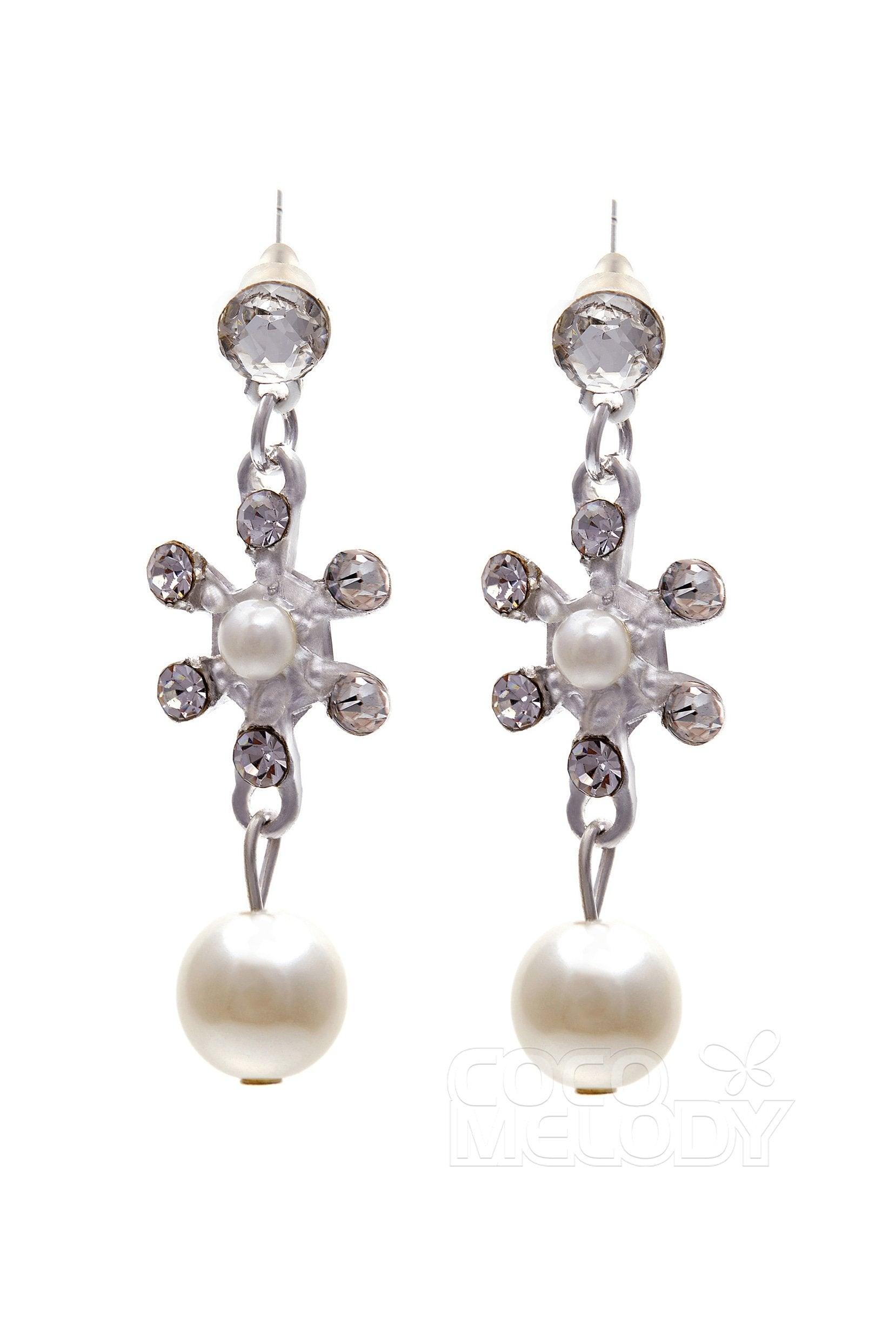 Rhinestone Pearl Wedding Necklace Earrings Jewelry CY0047 - COCOMELODY