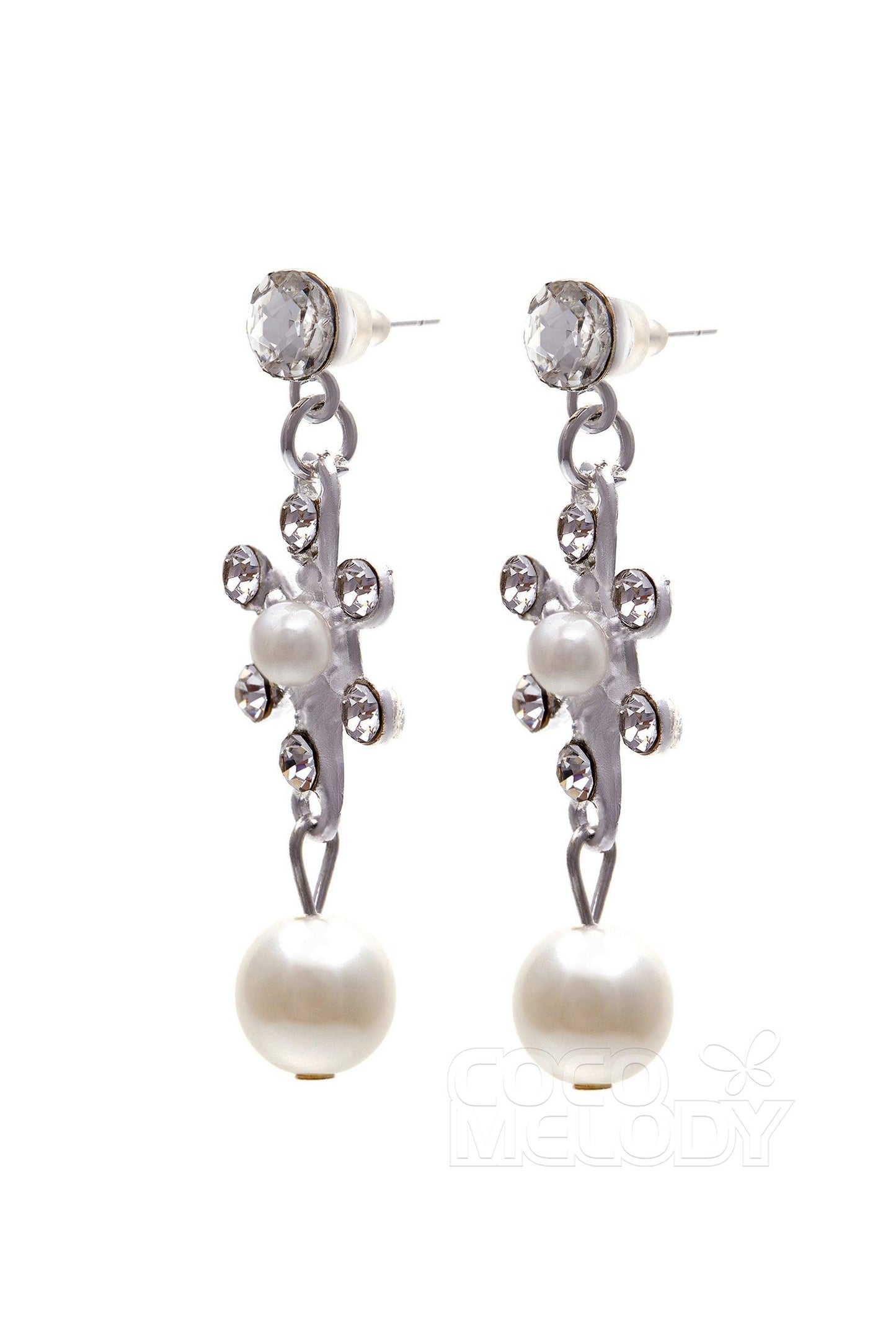 Rhinestone Pearl Wedding Necklace Earrings Jewelry CY0047 - COCOMELODY