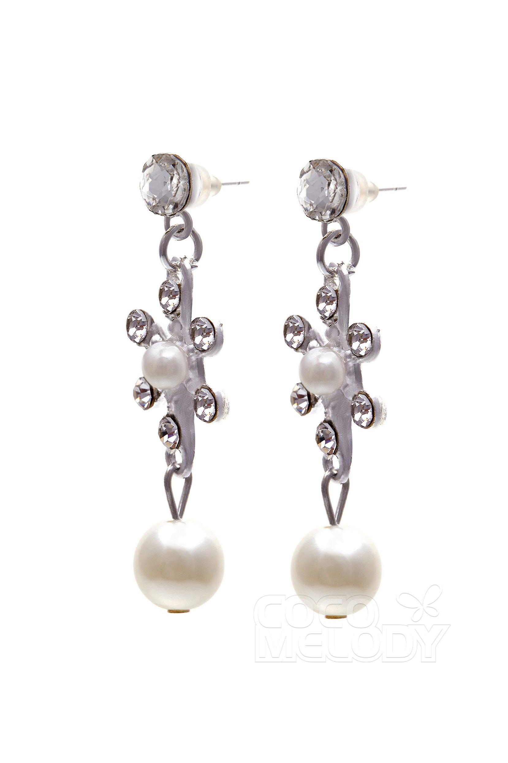 Rhinestone Pearl Wedding Necklace Earrings Jewelry CY0047 - COCOMELODY