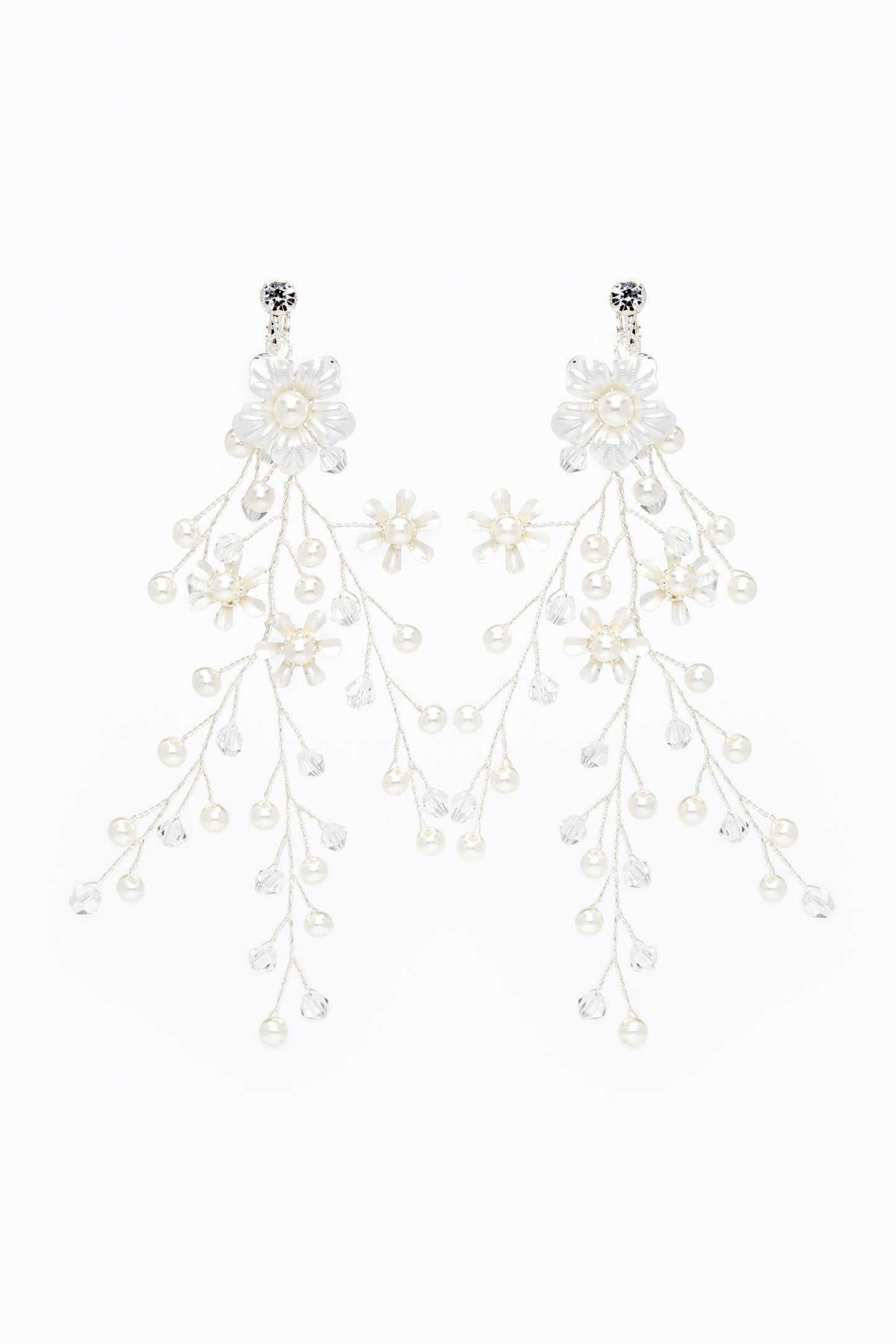 Crystals Pearl Headpiece Earrings Jewelry CY0055 - COCOMELODY