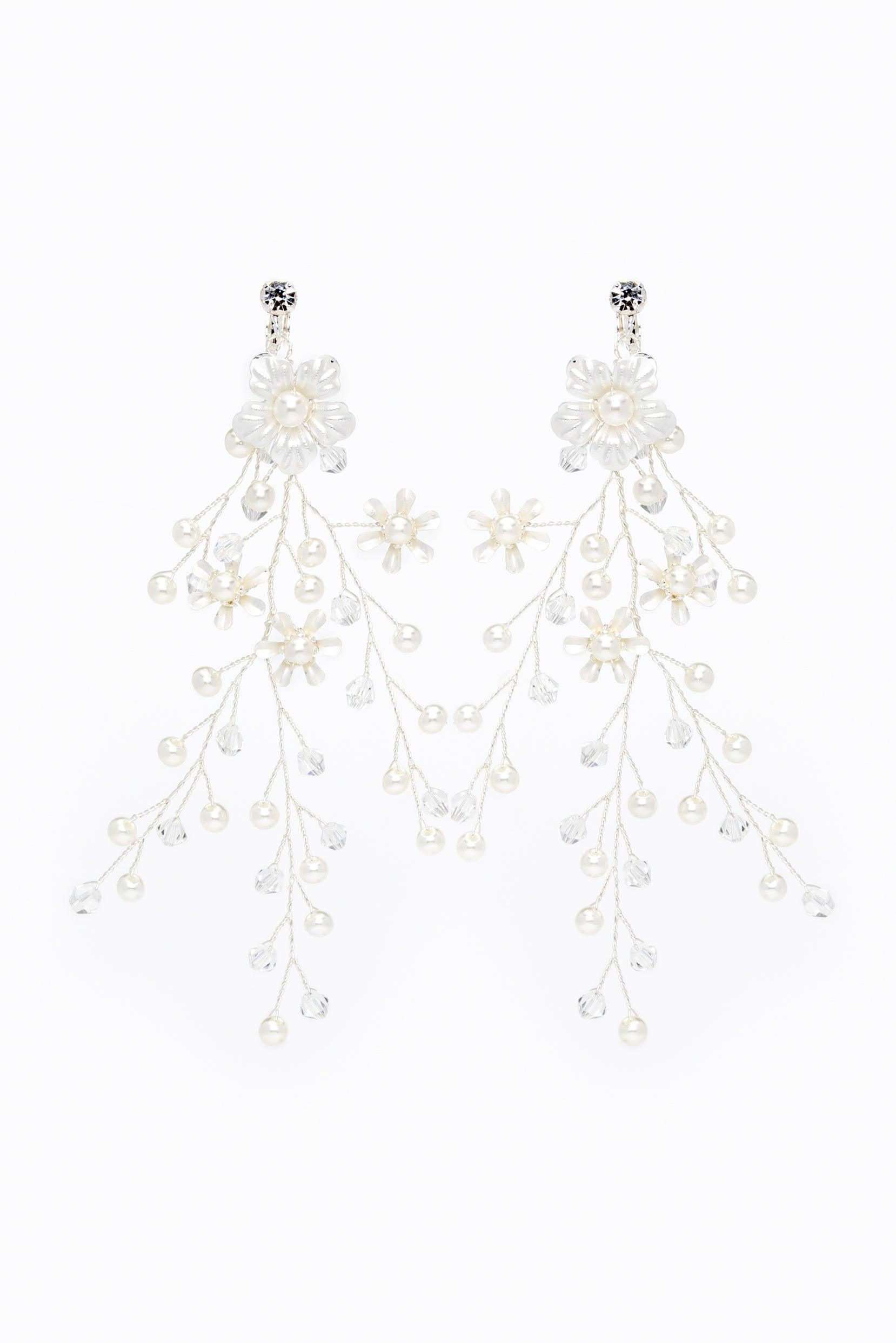 Crystals Pearl Headpiece Earrings Jewelry CY0055 - COCOMELODY