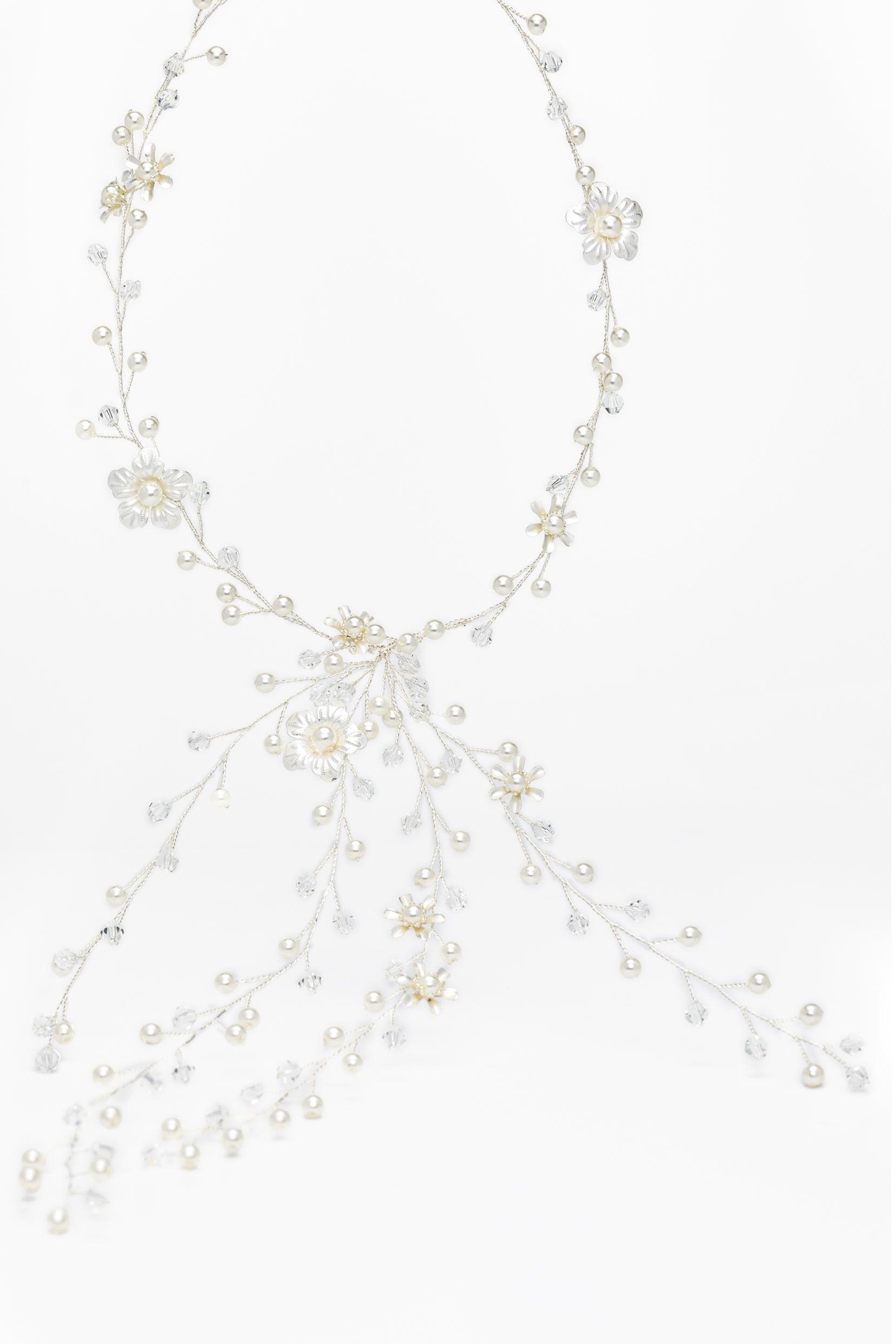 Crystals Pearl Headpiece Earrings Jewelry CY0055 - COCOMELODY