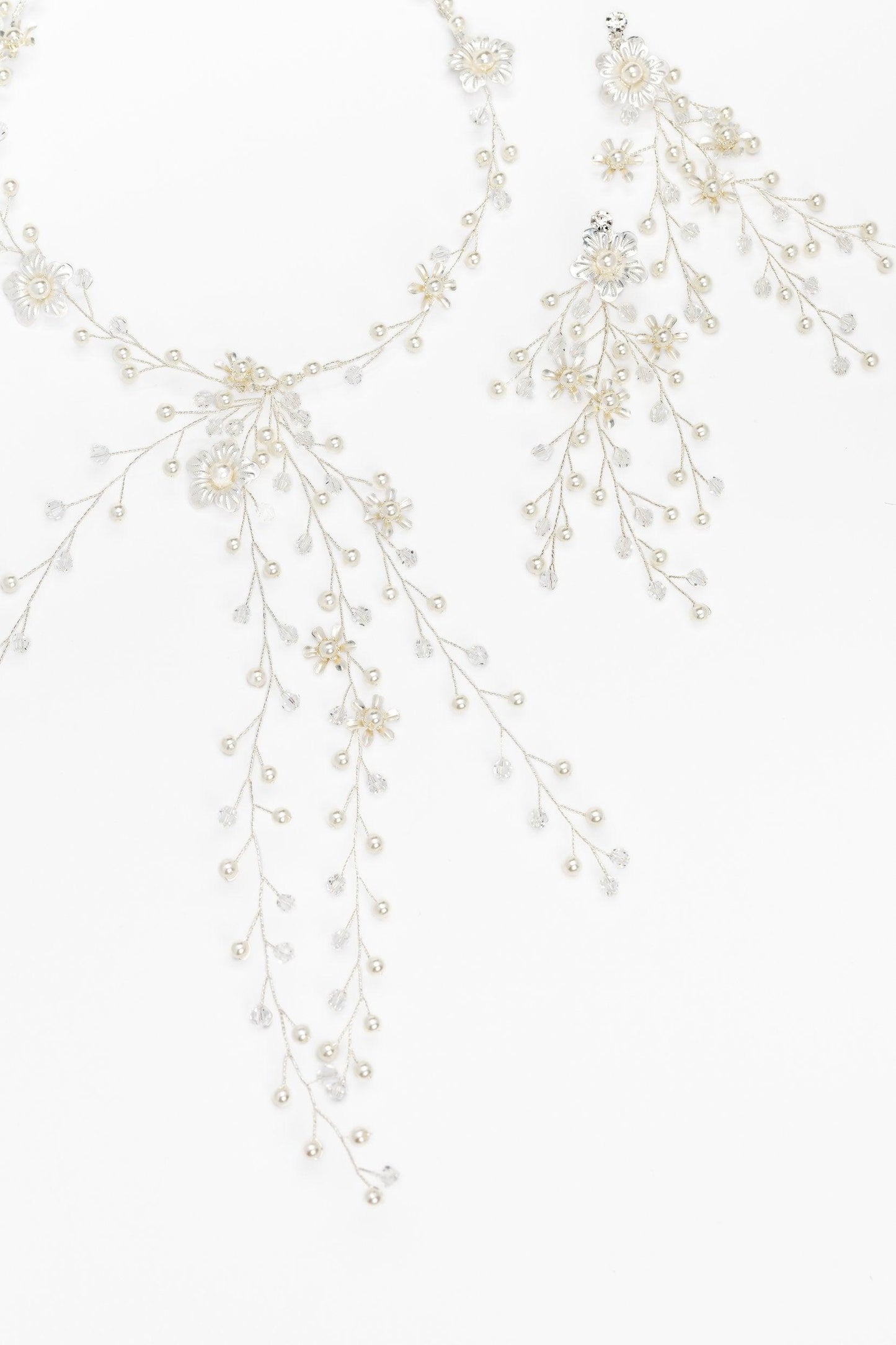 Crystals Pearl Headpiece Earrings Jewelry CY0055 - COCOMELODY