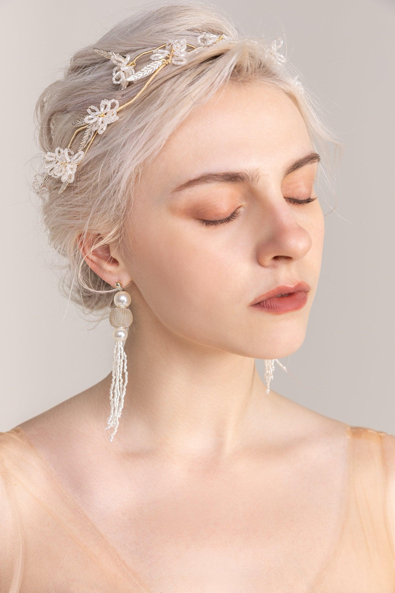 Beading Headpiece Earrings Jewelry CY0056 - COCOMELODY