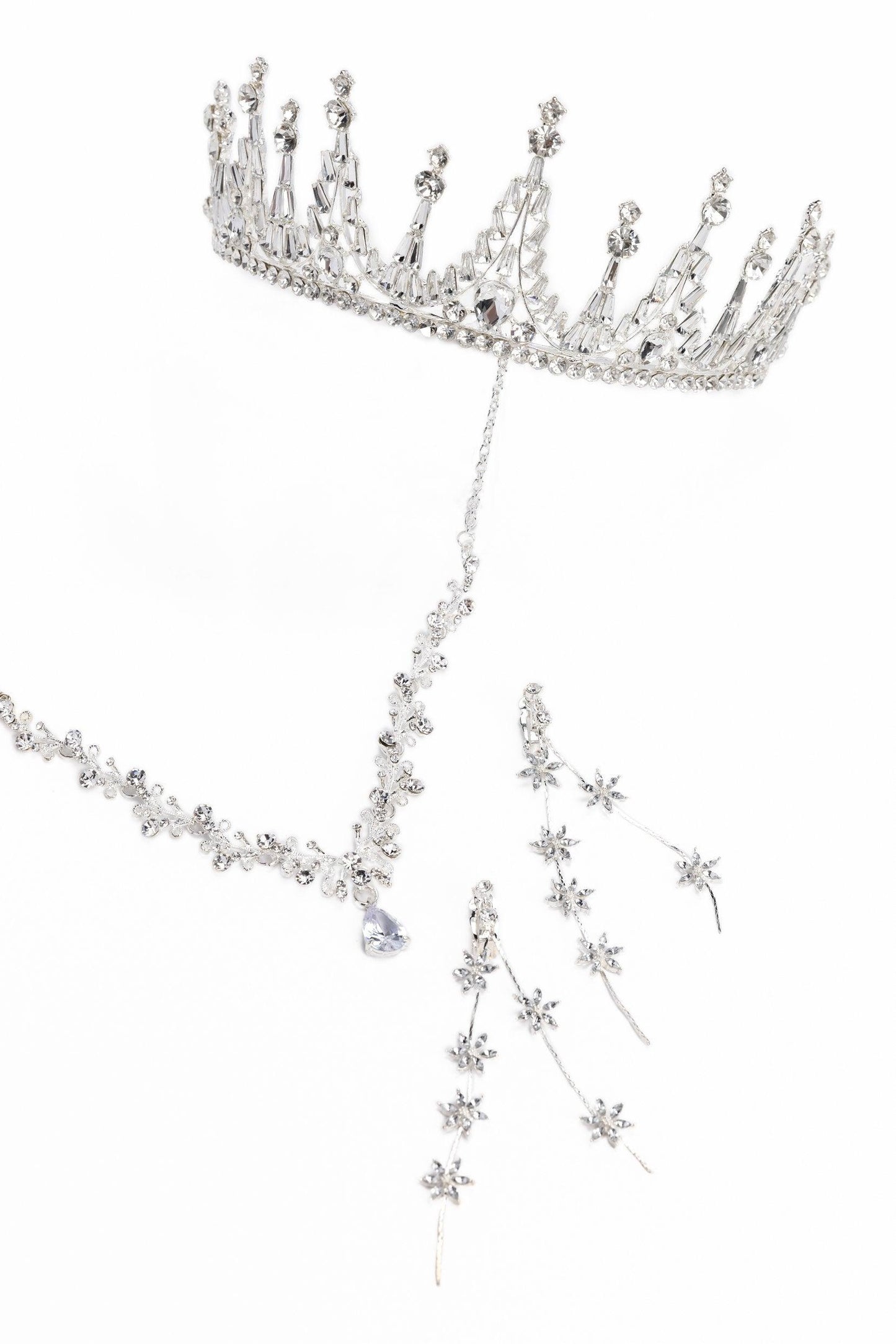 Crystals Tiara Necklace Earrings Jewelry CY0067