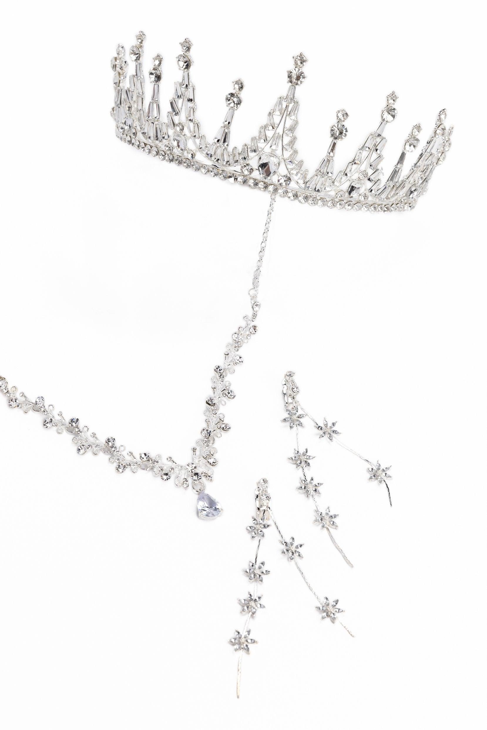 Crystals Tiara Necklace Earrings Jewelry CY0067 - COCOMELODY