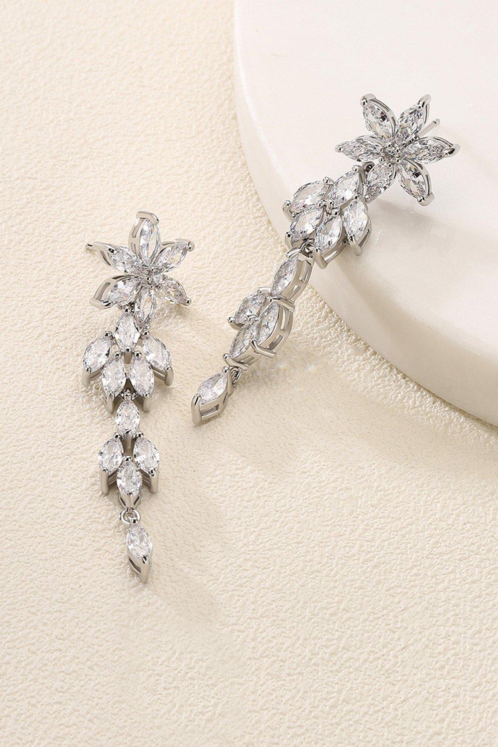 Brass Zircon Necklace Earrings Jewelry CY0082 - COCOMELODY