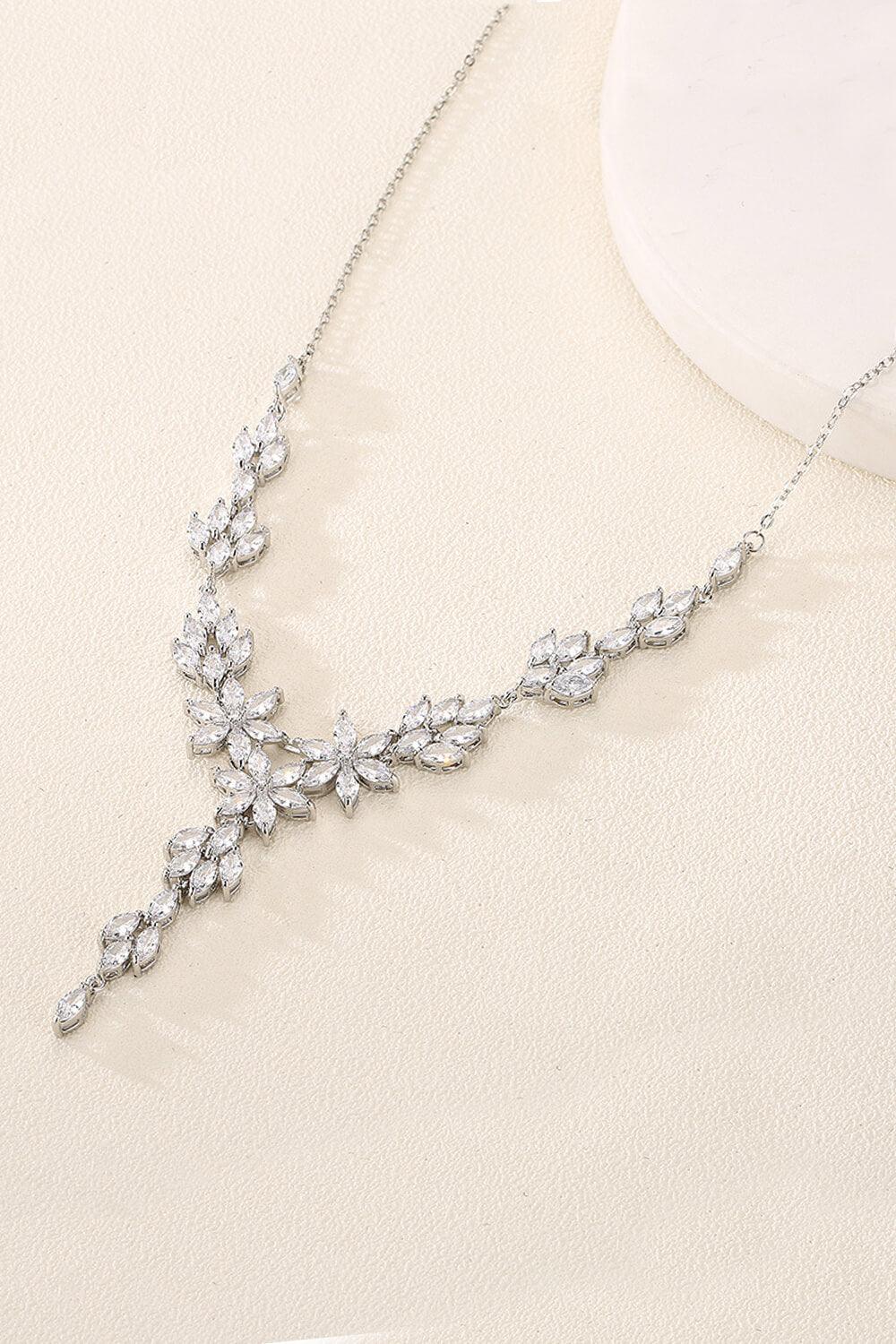 Brass Zircon Necklace Earrings Jewelry CY0082 - COCOMELODY