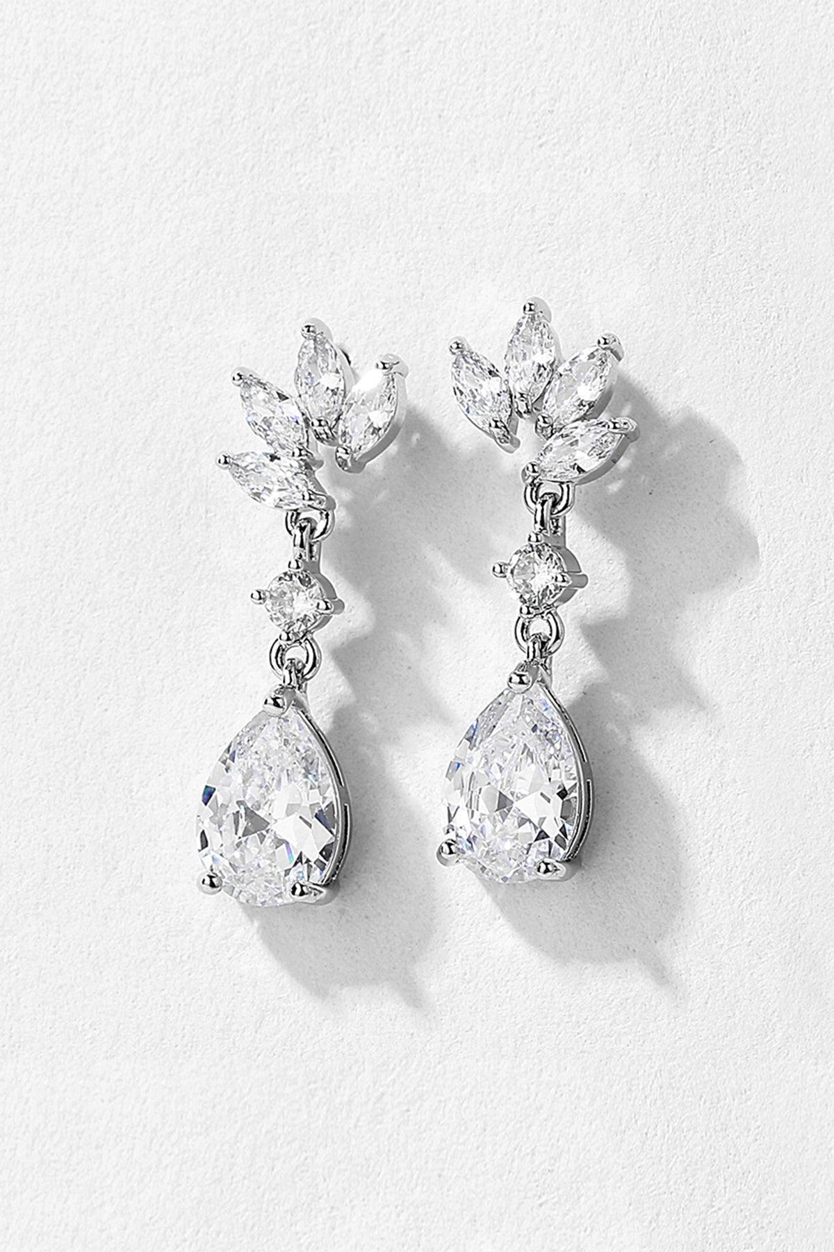 Brass Zircon Necklace Earrings Jewelry CY0091 - COCOMELODY