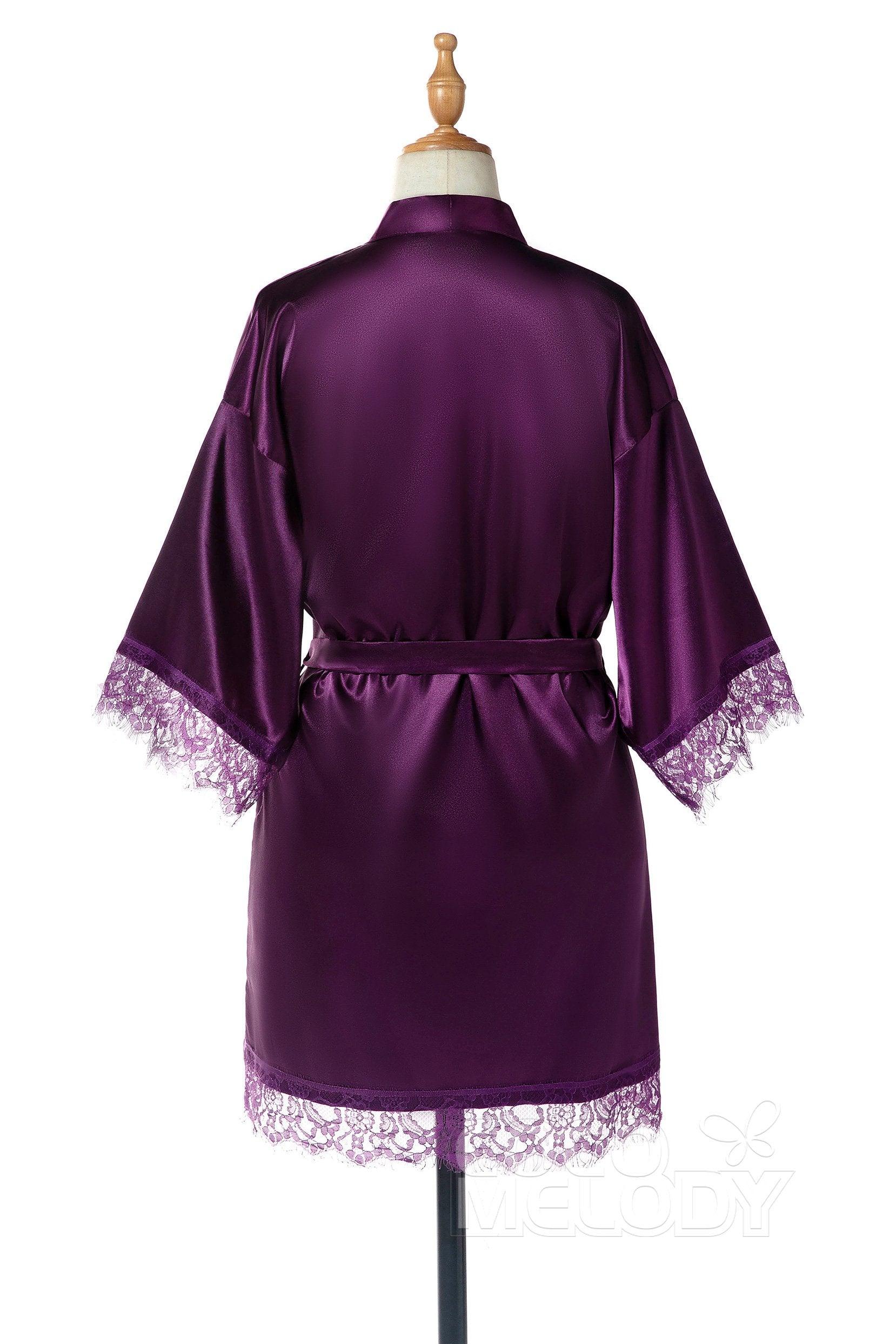Short Silk-Like and Lace Robes CZ0210 - COCOMELODY