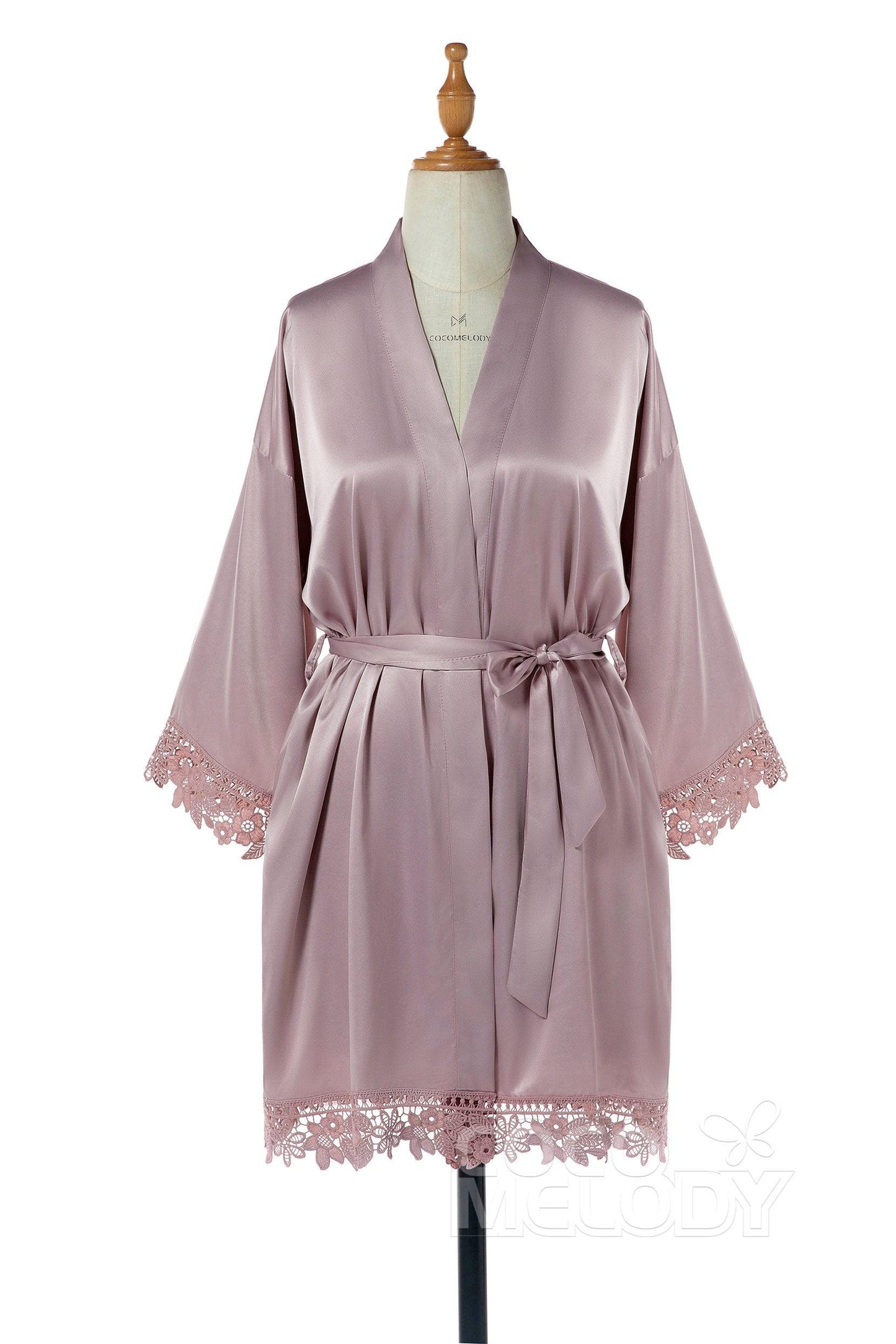 Short Silk-Like and Lace Robes CZ0214 - COCOMELODY