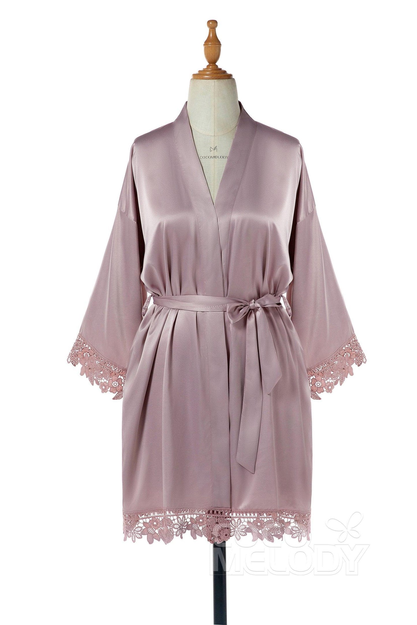 Short Silk-Like and Lace Robes CZ0214