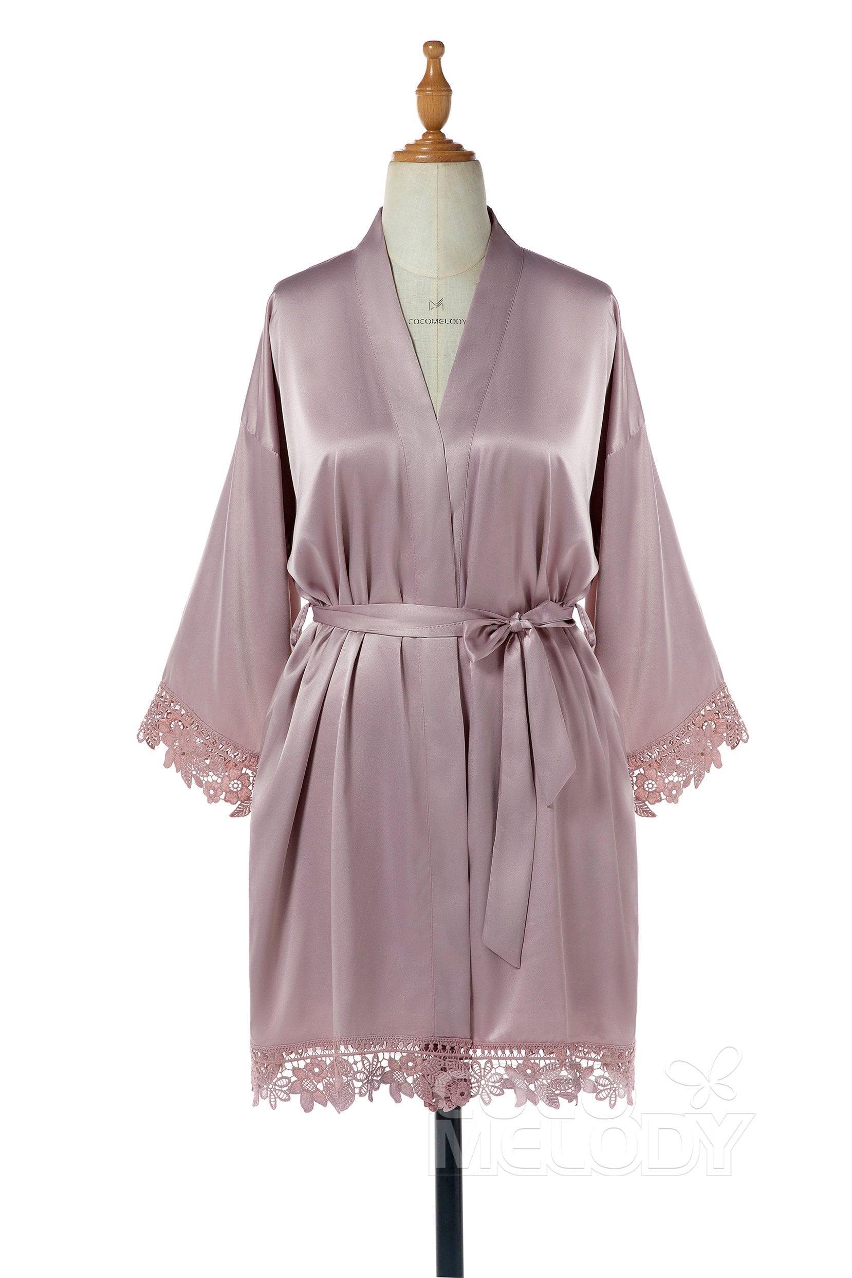 Short Silk-Like and Lace Robes CZ0214 - COCOMELODY