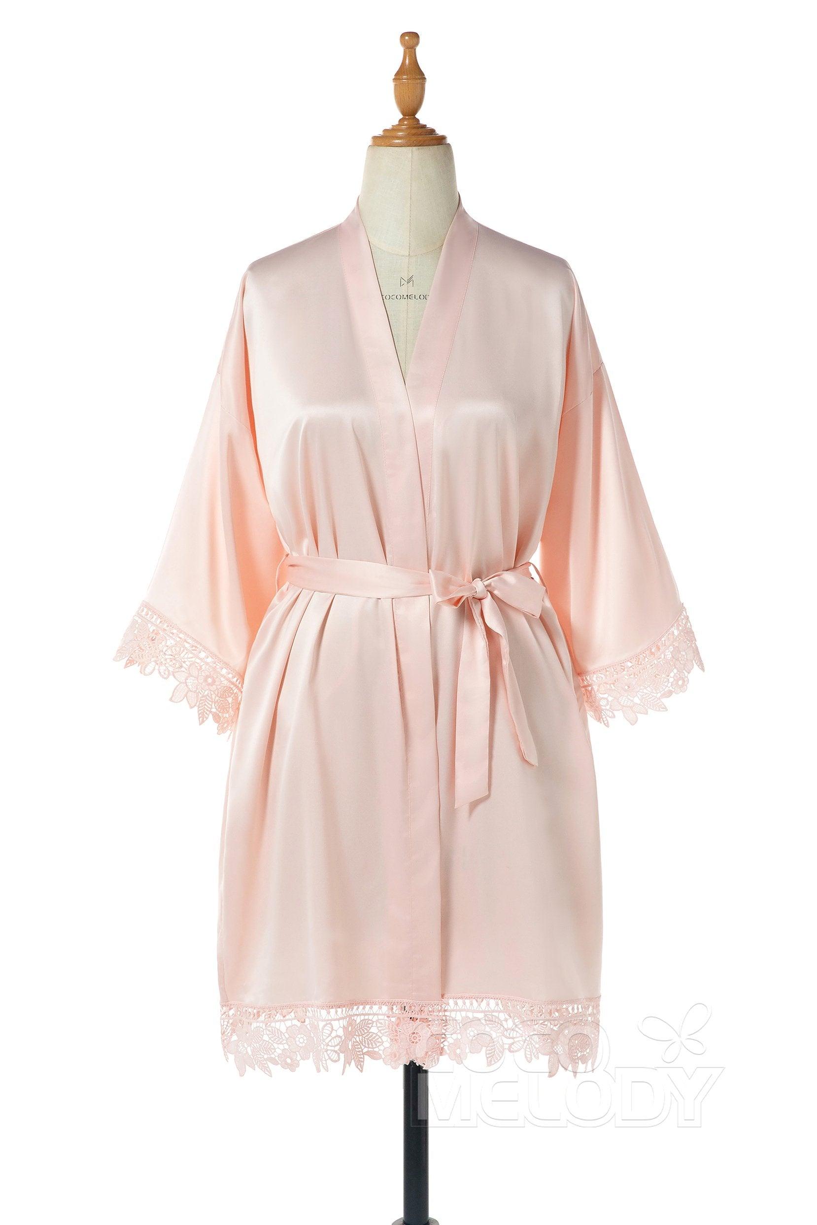 Short Silk-Like and Lace Robes CZ0214 - COCOMELODY