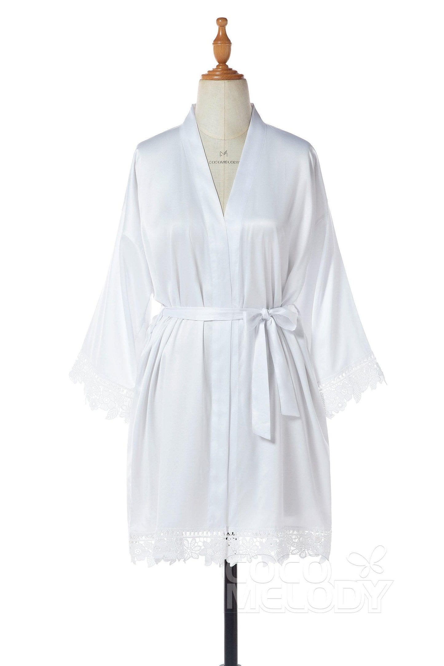 Short Silk-Like and Lace Robes CZ0214