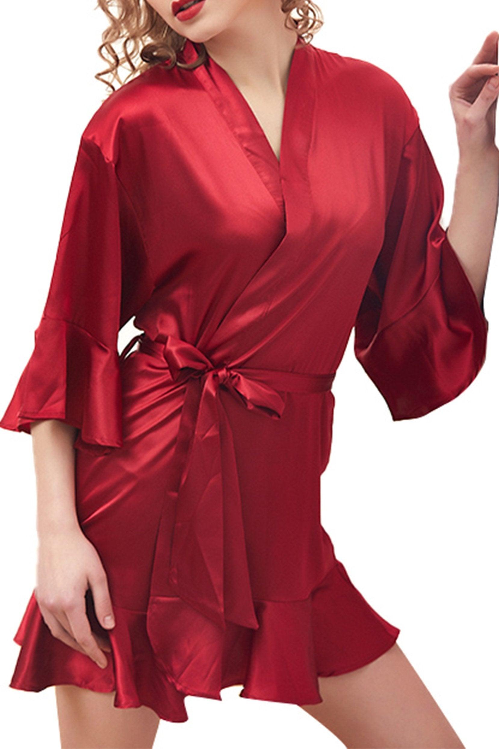 Short Silk-Like Robes CZ0306 - COCOMELODY