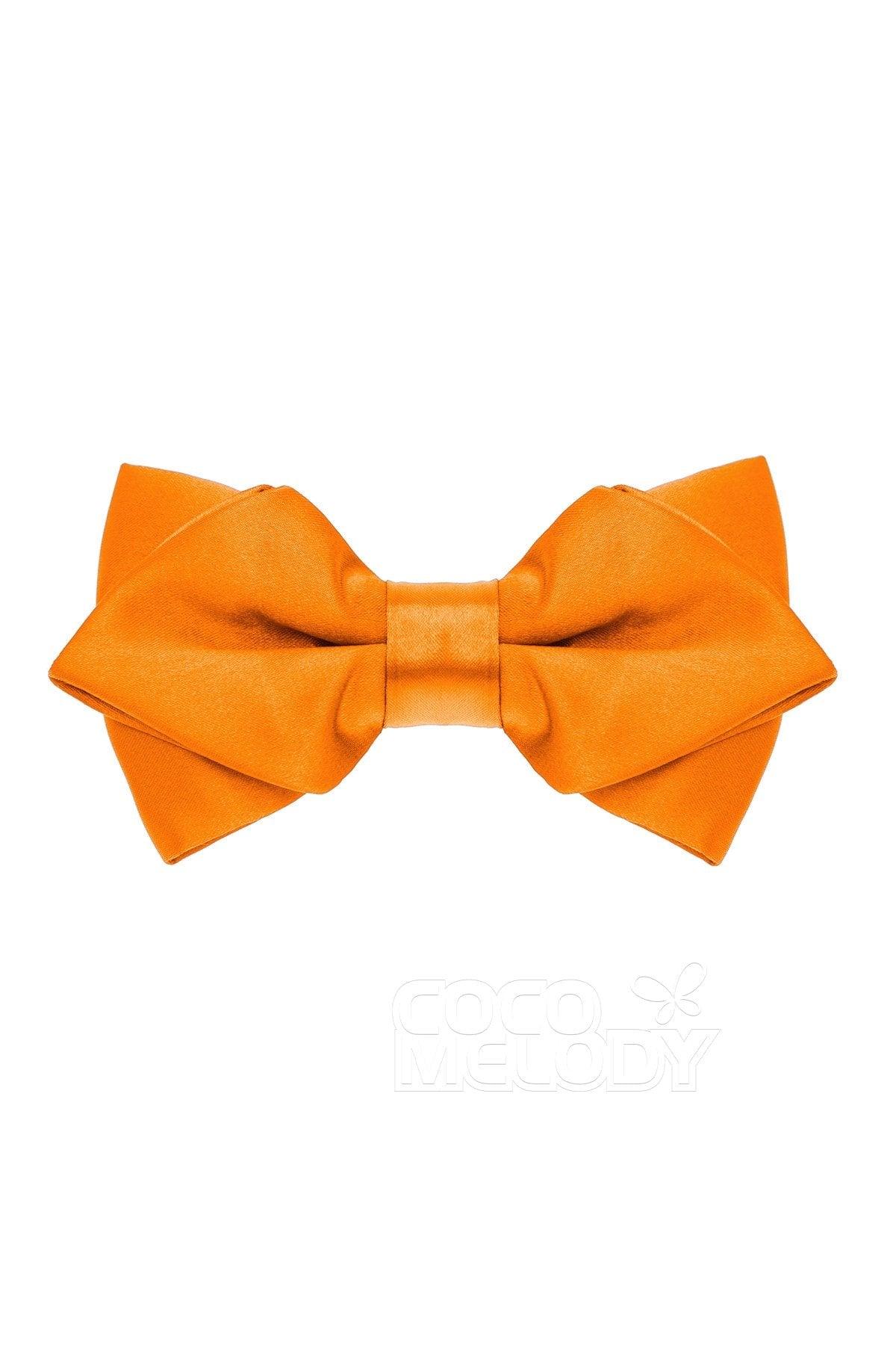 Men's 2-Piece Elastic Silk Like Satin Bow Ties Pocket Square - COCOMELODY