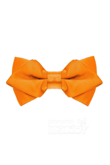 Men's 2-Piece Elastic Silk Like Satin Bow Ties Pocket Square - COCOMELODY